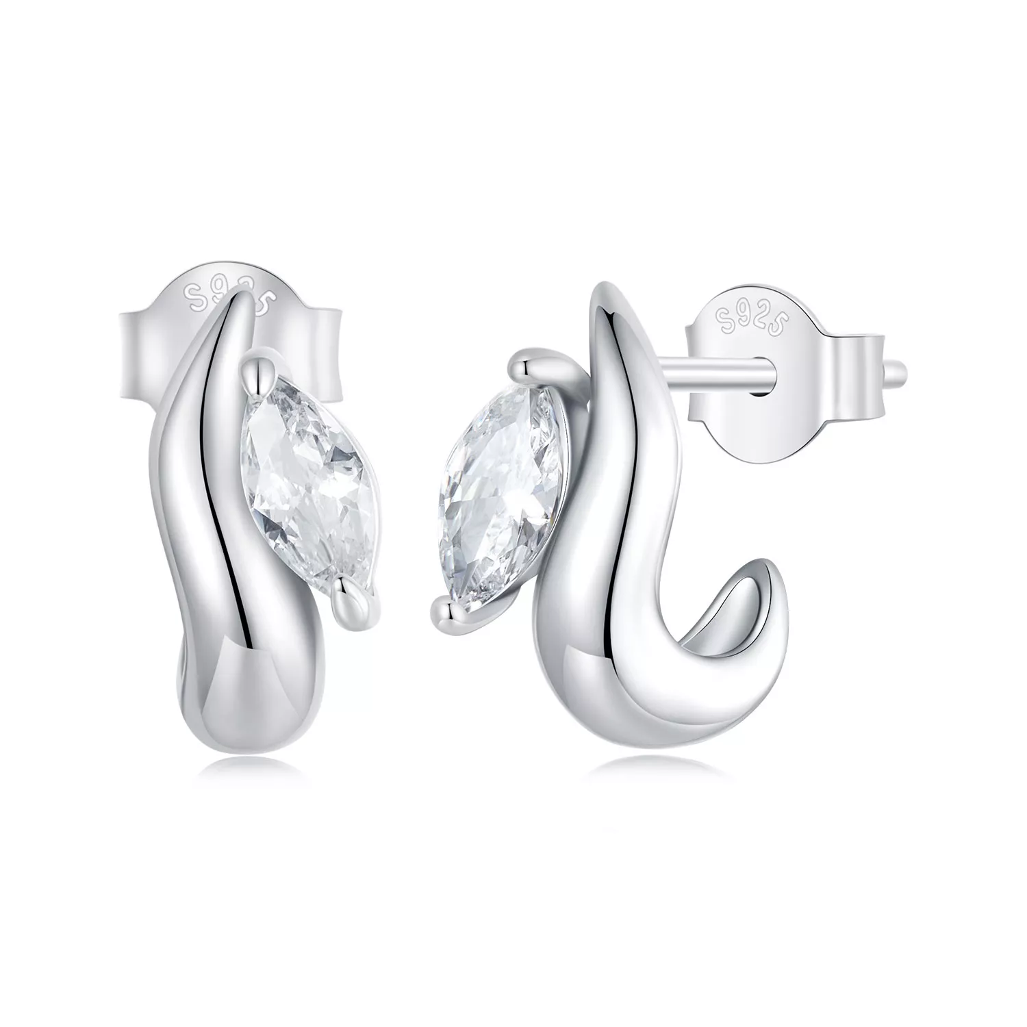 pendientes sencillos con forma de marquesa estilo pandora bse971