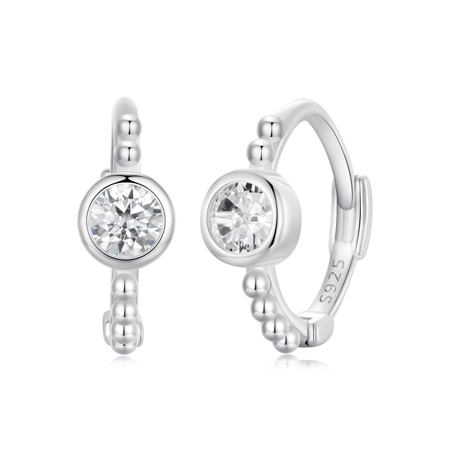 pendientes sencillos de plata de ley con cuentas estilo pandora sce1731