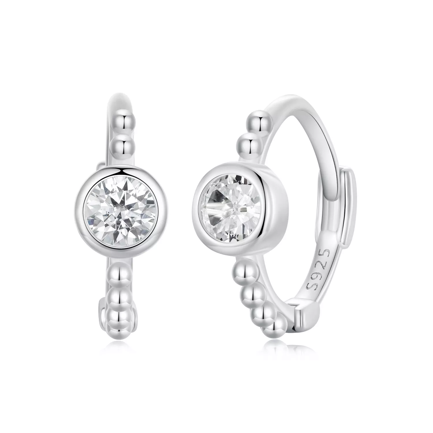 pendientes sencillos de plata de ley con cuentas estilo pandora sce1731