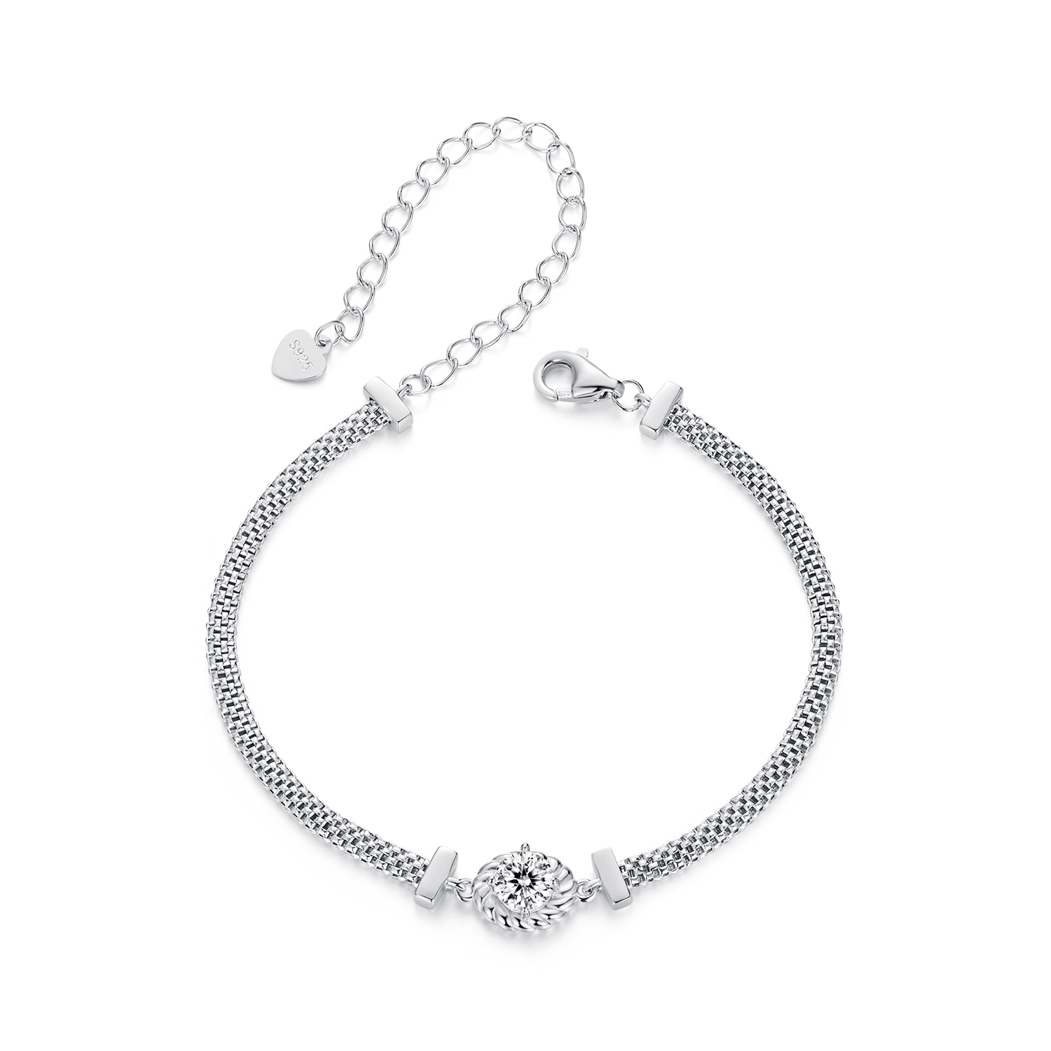 pulsera trenzada de plata esterlina con moissanita estilo pandora un certificado msb015
