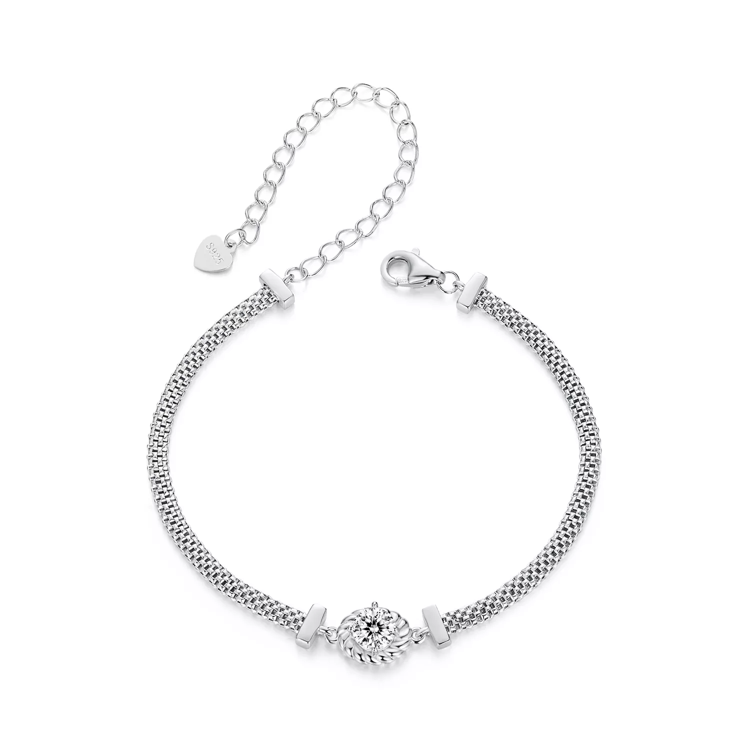 pulsera trenzada de plata esterlina con moissanita estilo pandora un certificado msb015