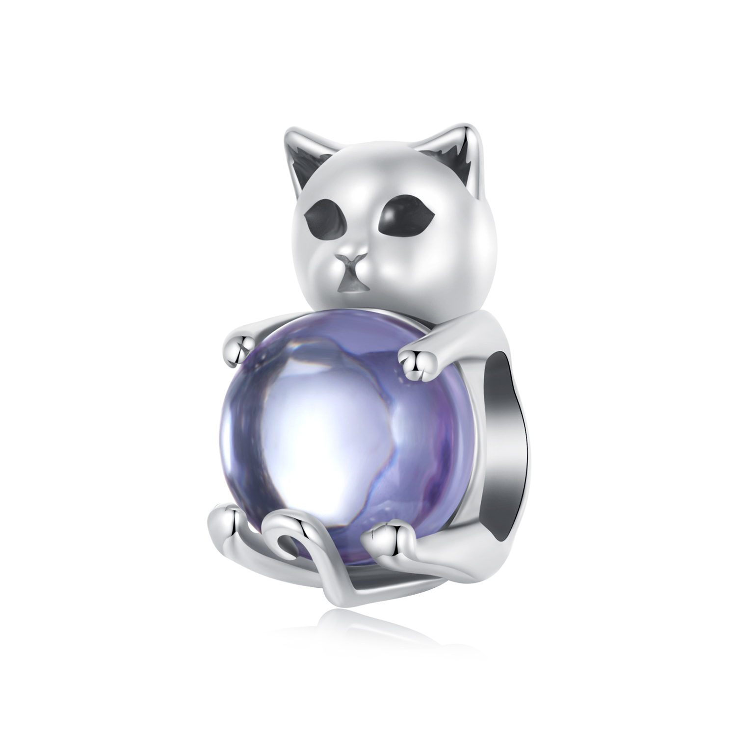 amuleto de la suerte con forma de gato estilo pandora scc2796