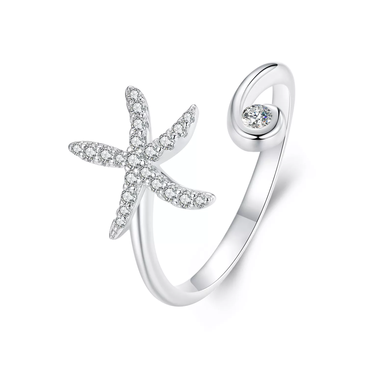 anillo abierto con estrella de mar estilo pandora bsr560 e
