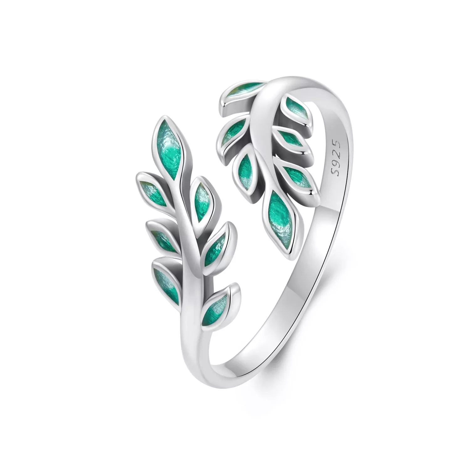 anillo abierto con forma de hoja estilo pandora bsr542 e