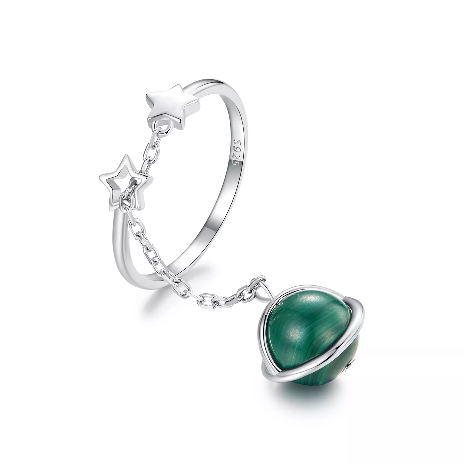 anillo abierto de malaquita natural estilo pandora scr1034 e