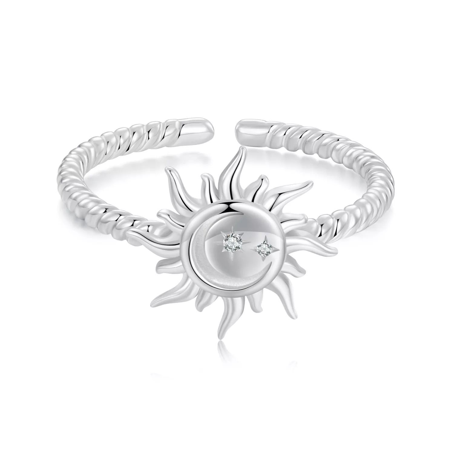 anillo abierto estilo pandora sol y luna scr1038 e