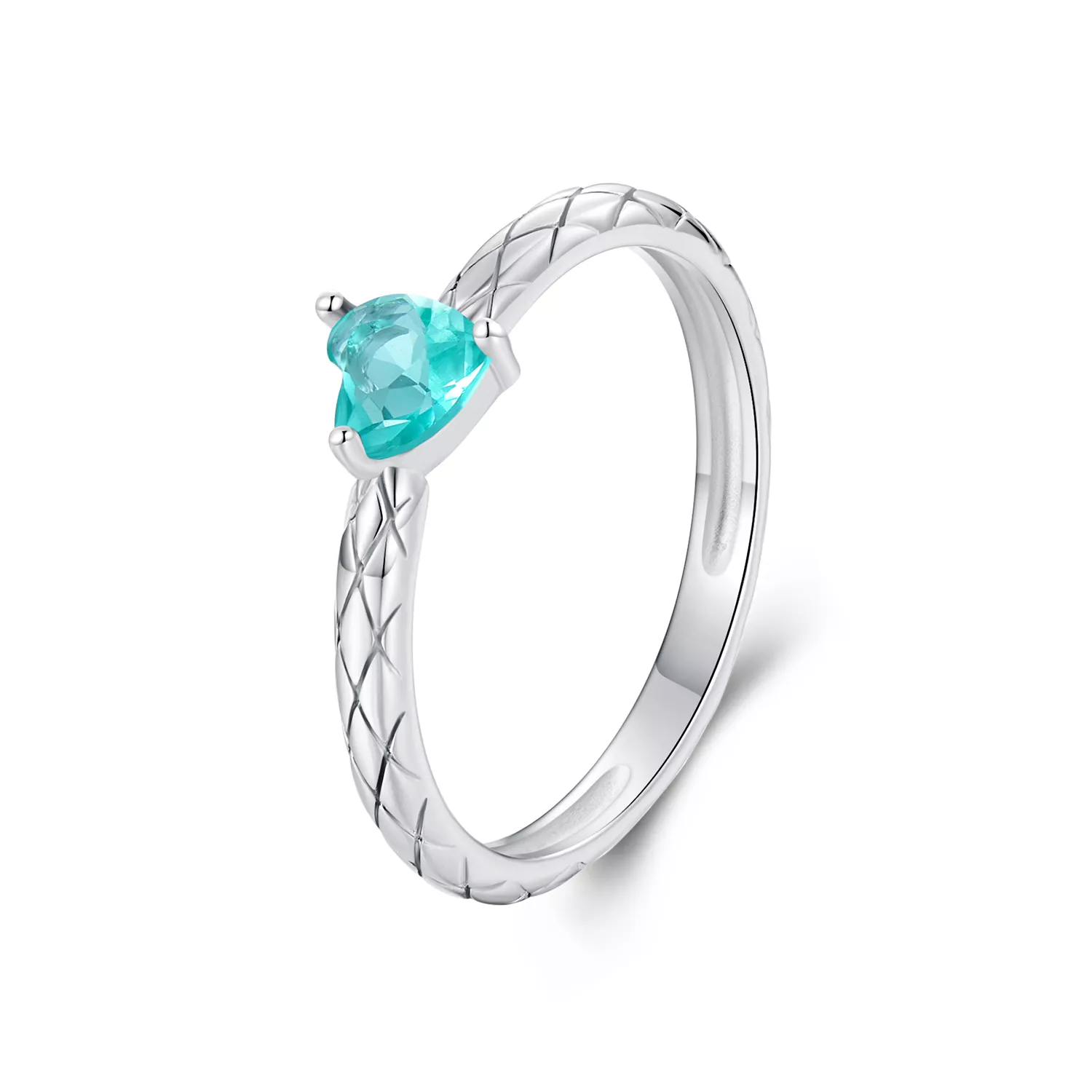 anillo con diseño de diamantes en forma de corazón estilo pandora bsr563
