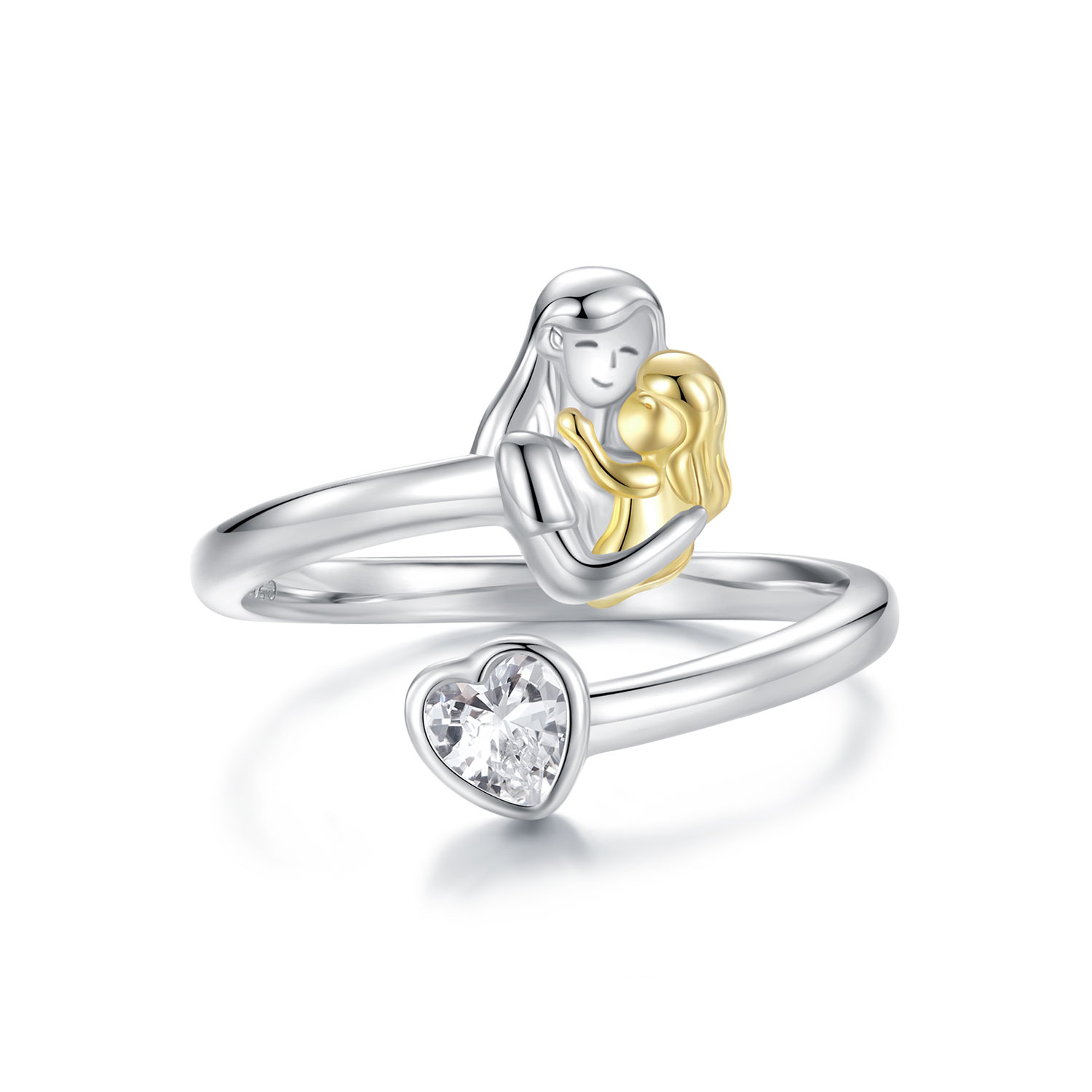 anillo de abrazo de madre e hija estilo pandora scr1052 e