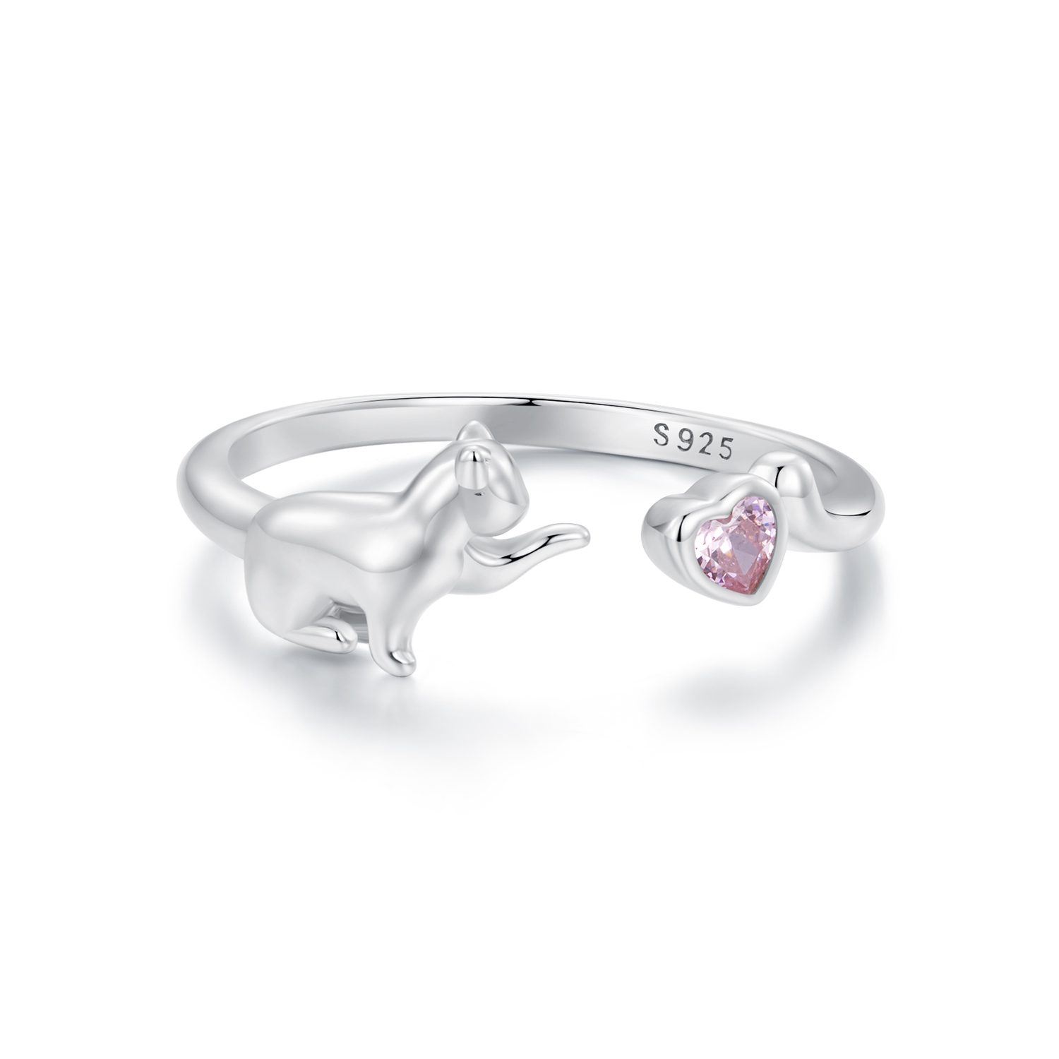anillo de apertura con diseño de gato estilo pandora scr1027 e