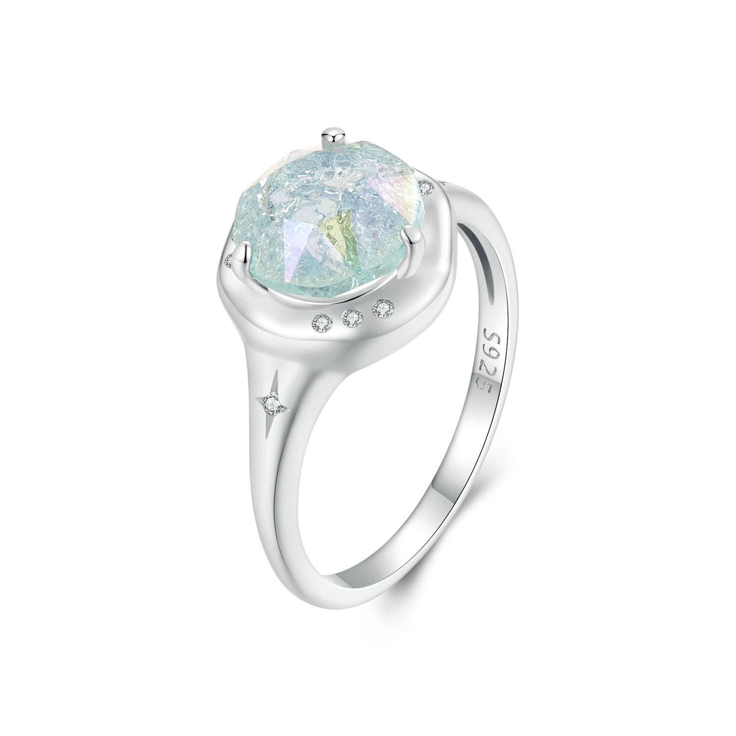anillo de circonita verde hielo estilo pandora scr1025