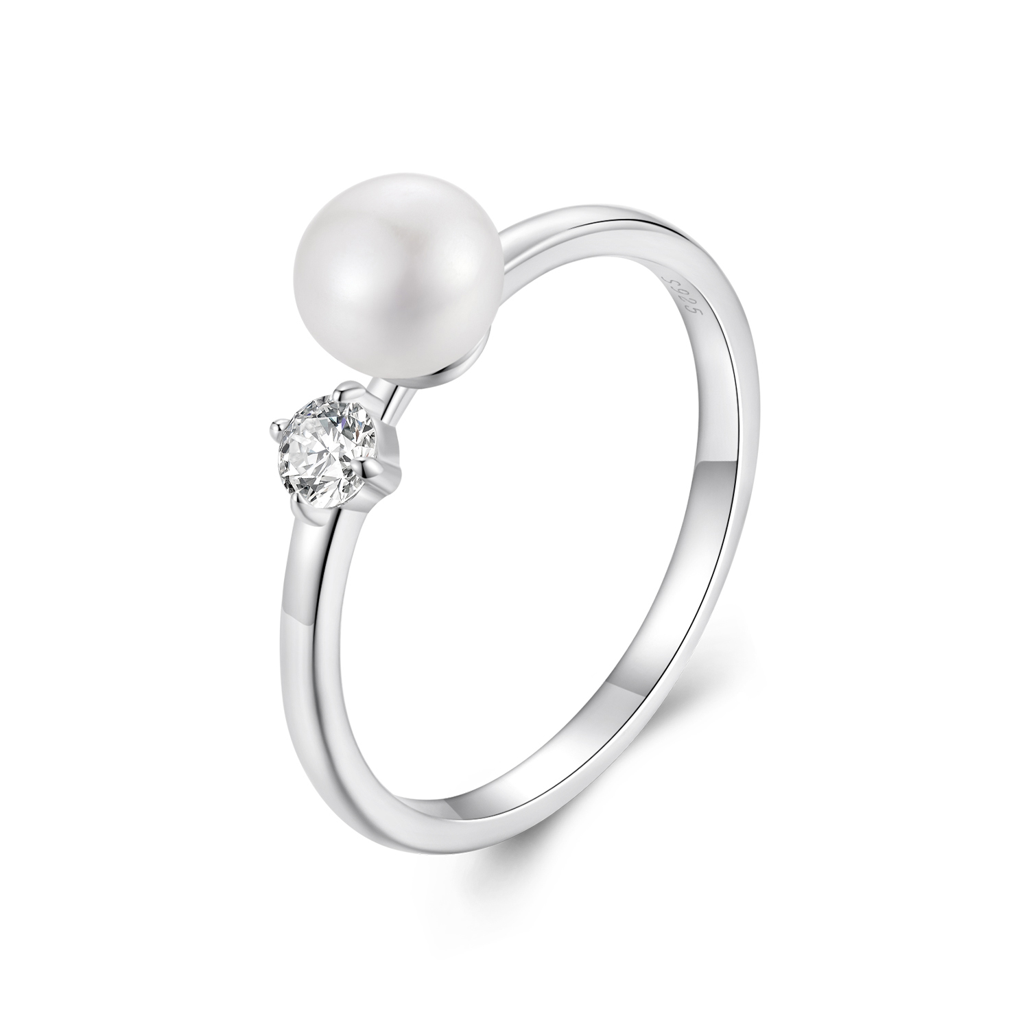 anillo de moissanita con perla natural estilo pandora con un certificado msr053