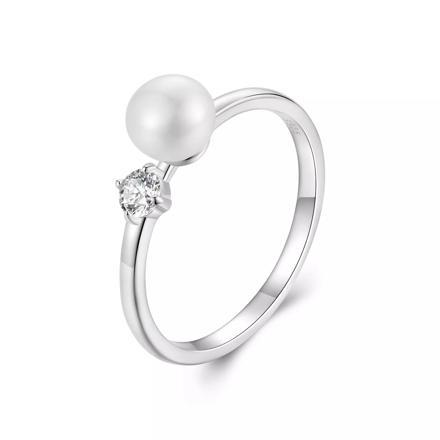 anillo de moissanita con perla natural estilo pandora con un certificado msr053