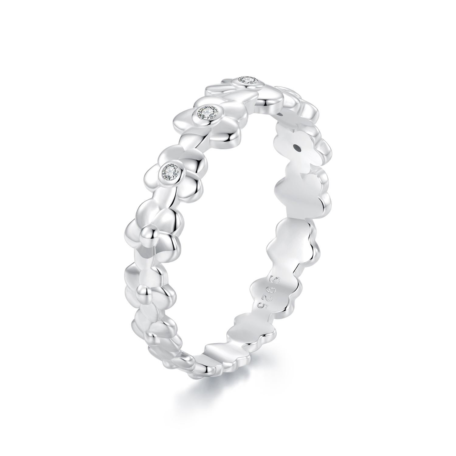 anillo estilo pandora con flor pequeña scr1028