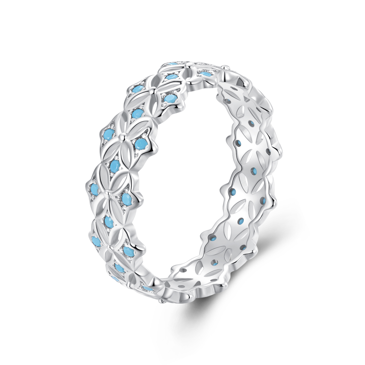 anillo turquesa estilo pandora bsr556