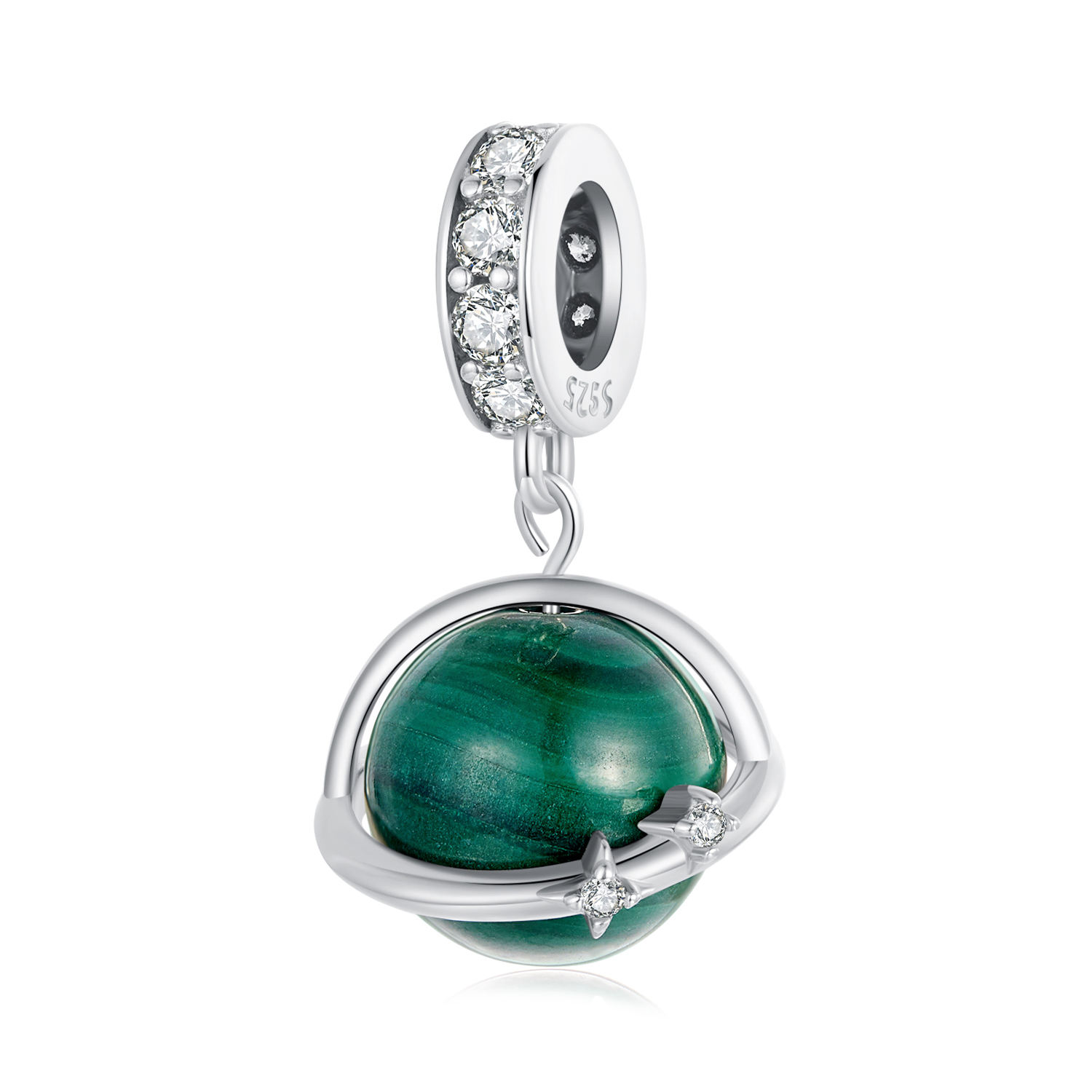 charm de malaquita natural estilo pandora scc2804