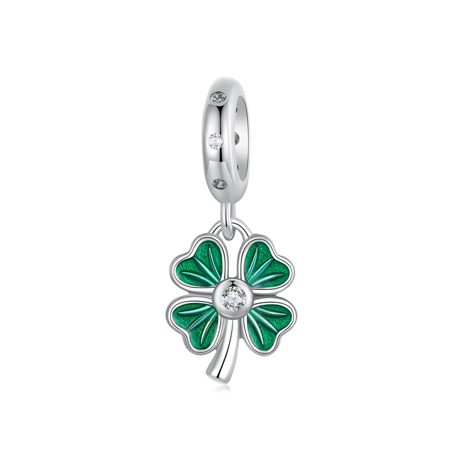 charm de trébol de cuatro hojas estilo pandora scc2832
