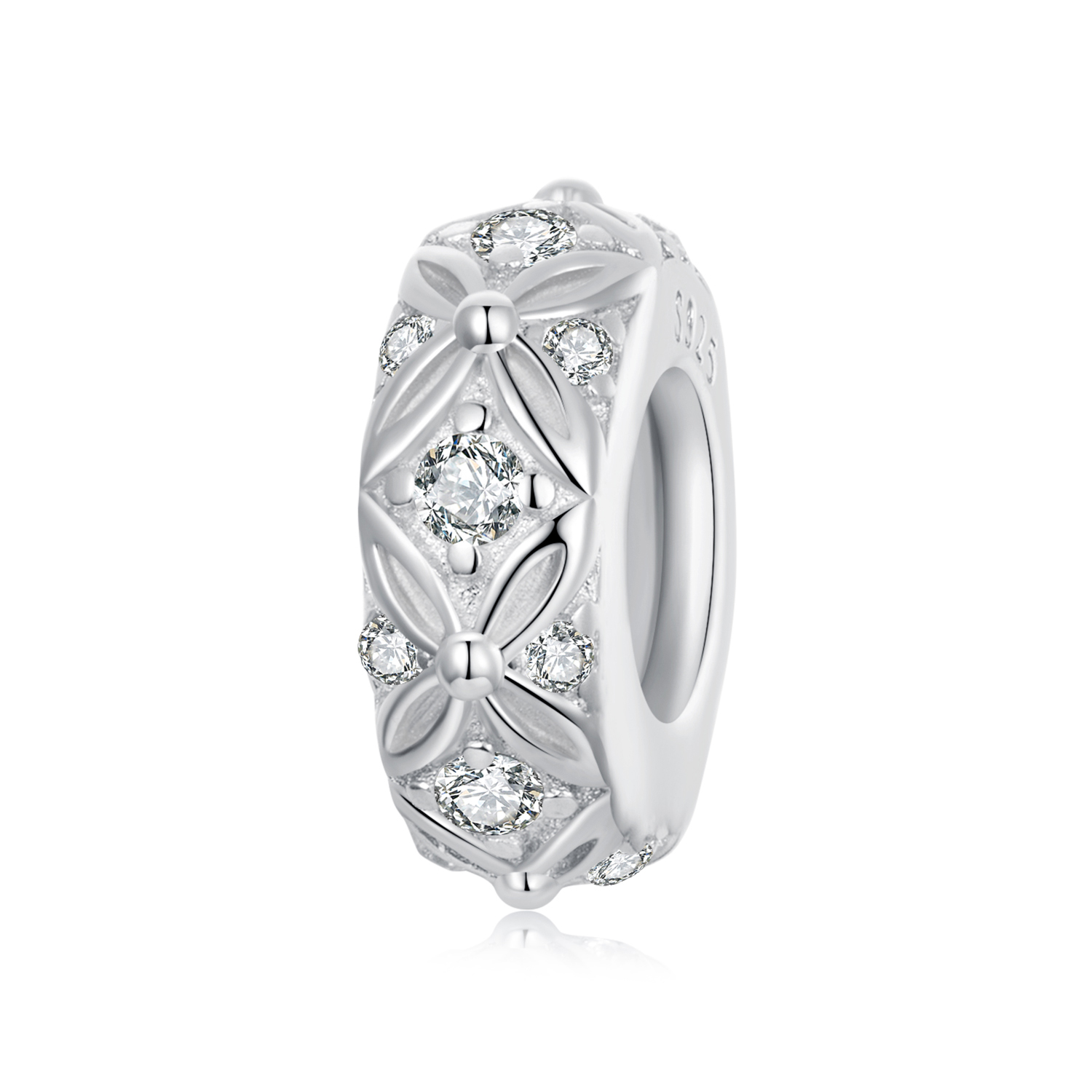 charm espaciador de silicona con patrón en relieve estilo pandora bsc1011