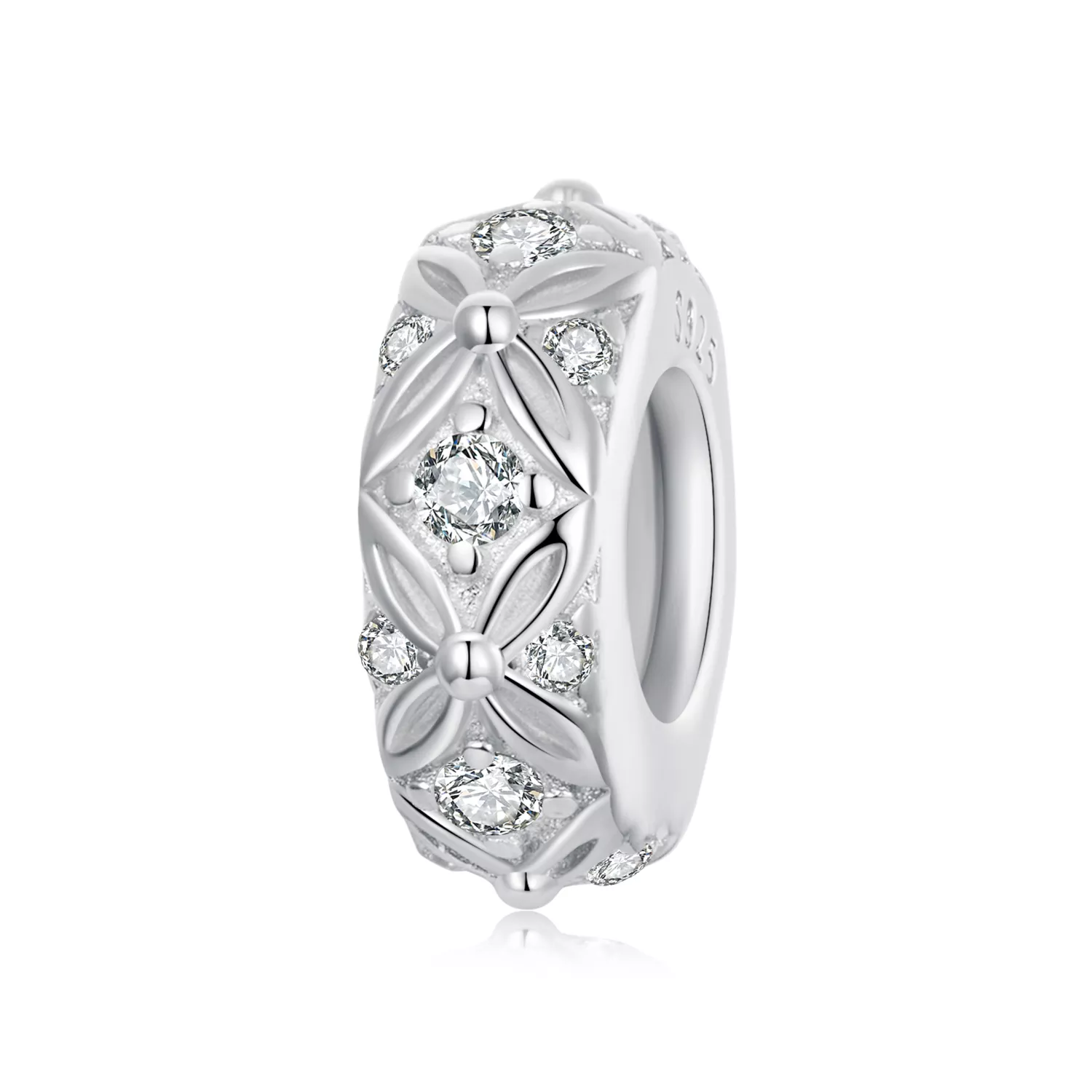 charm espaciador de silicona con patrón en relieve estilo pandora bsc1011