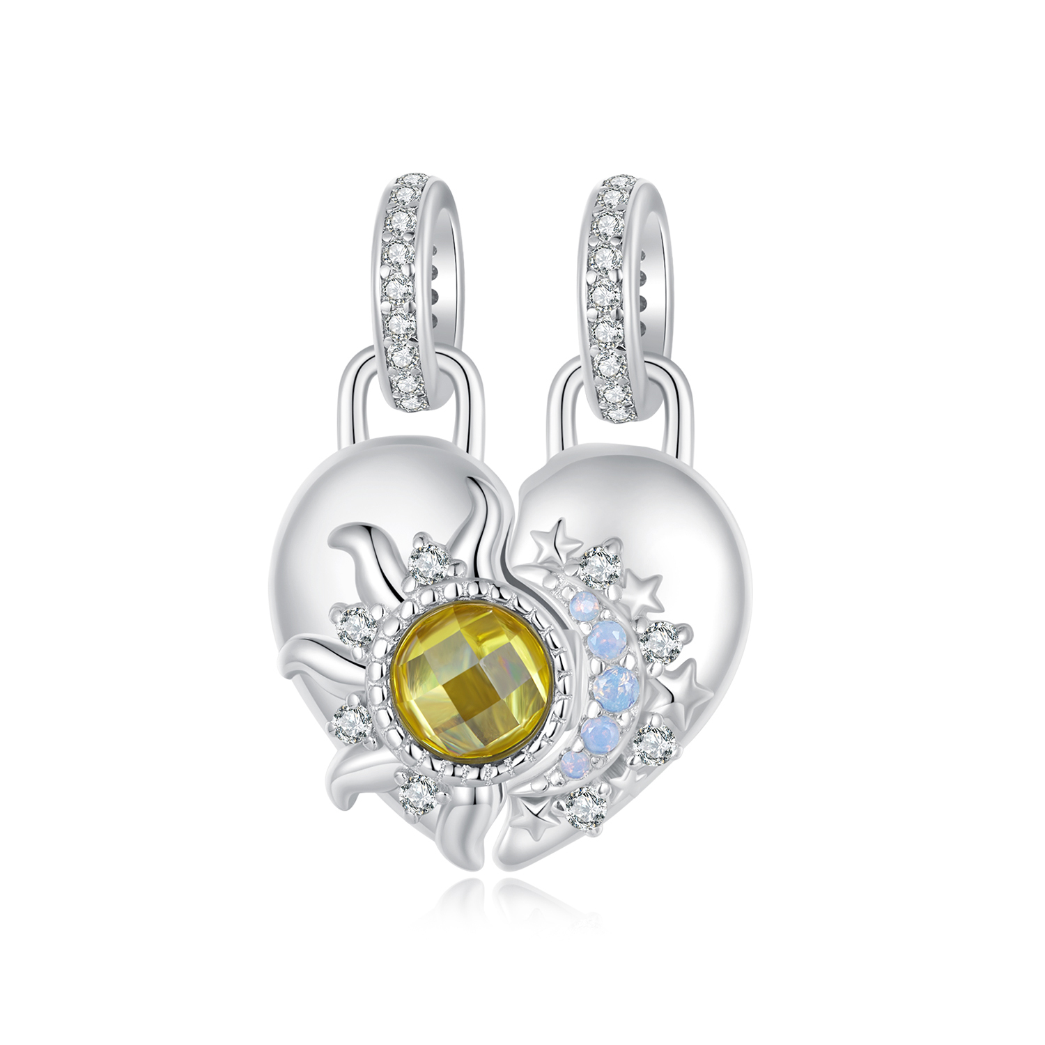 colgante de amor con sol y luna estilo pandora bsc1034