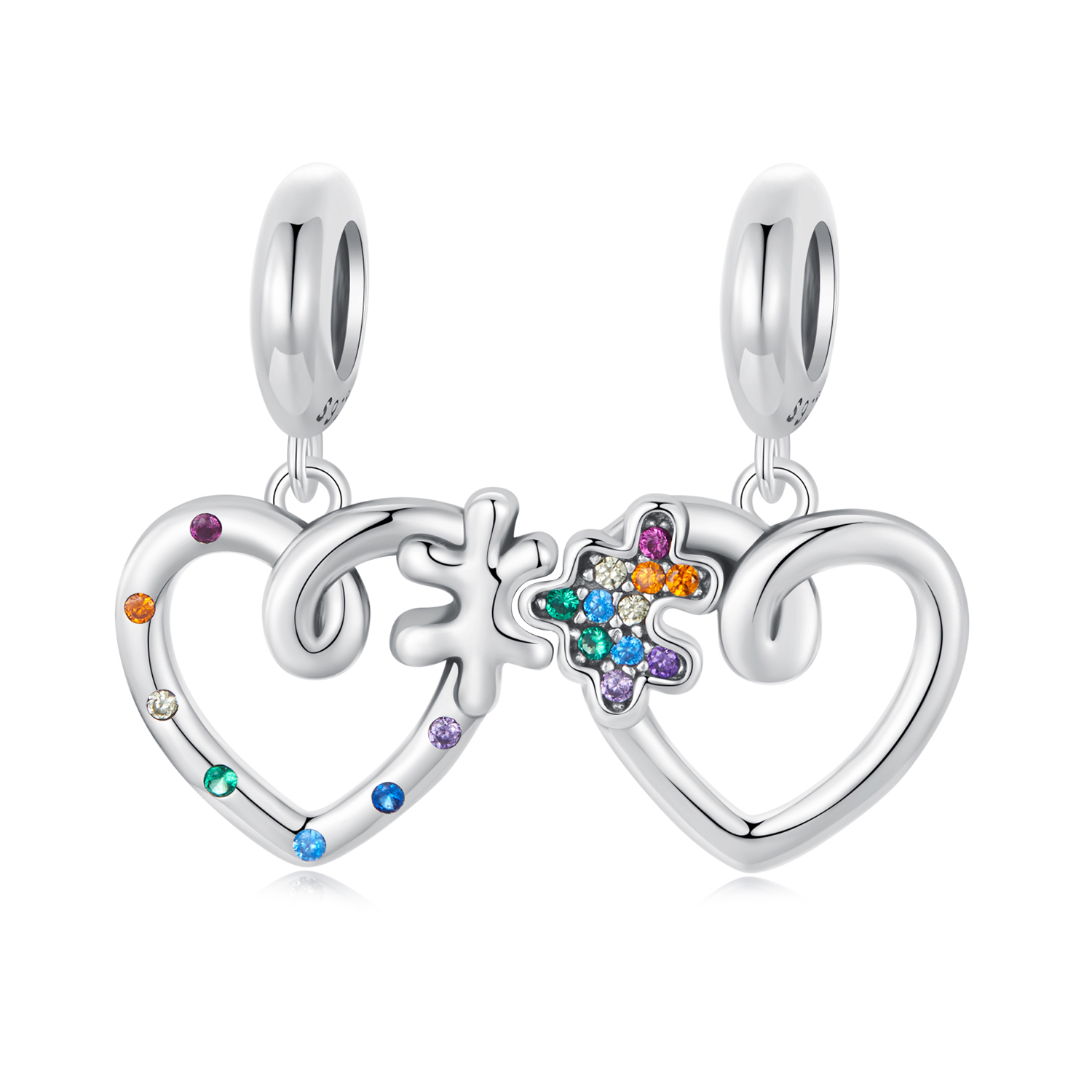 colgante de rompecabezas con forma de corazón estilo pandora scc2774