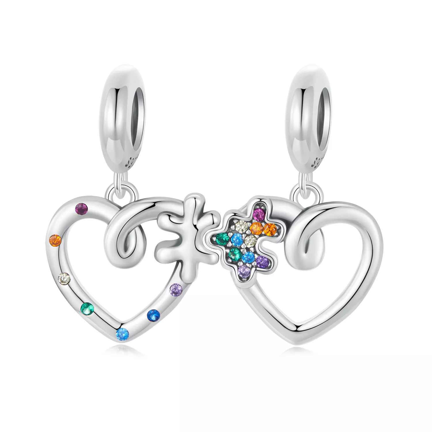 colgante de rompecabezas con forma de corazón estilo pandora scc2774