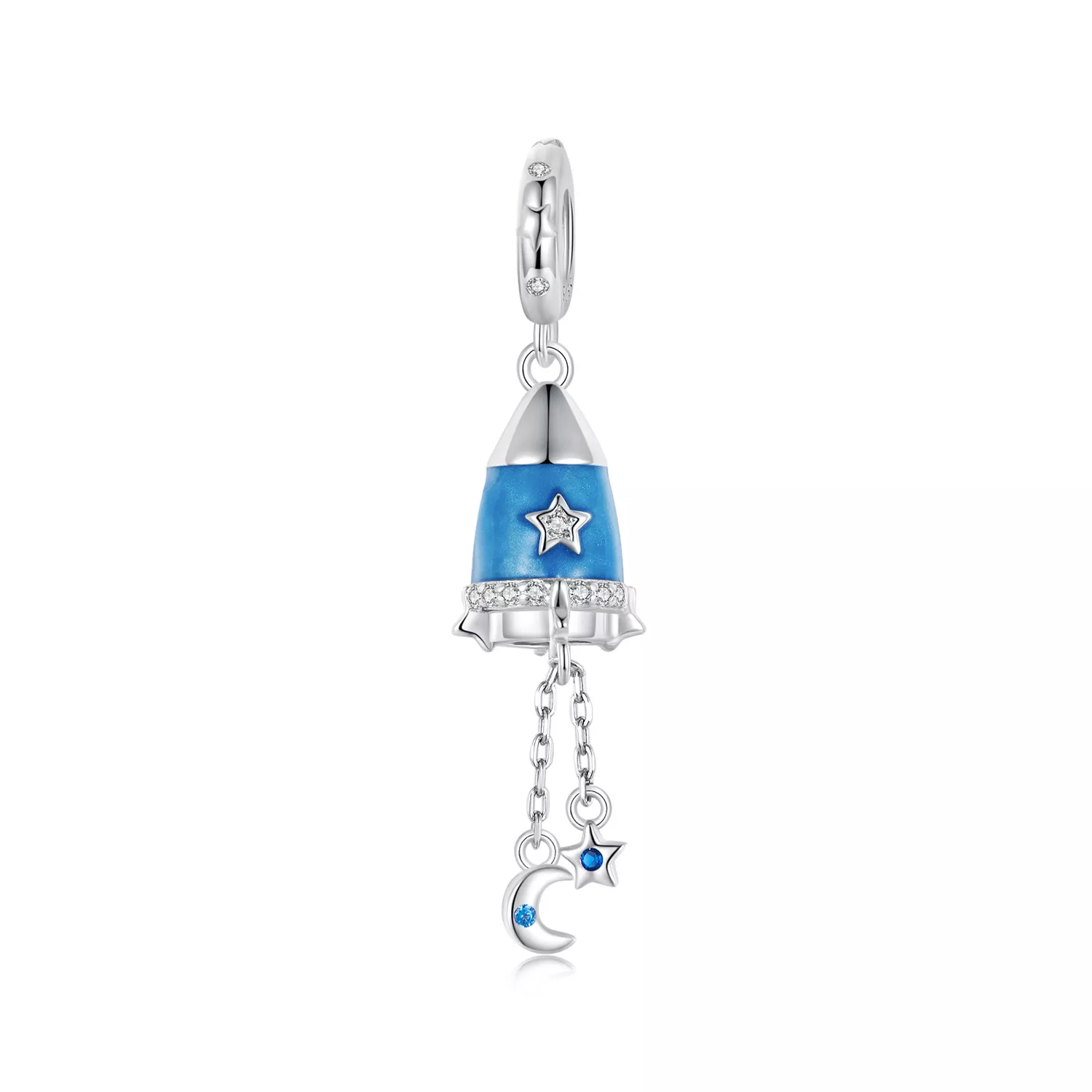 colgante estilo pandora con forma de estrella luna y cohete scc2788
