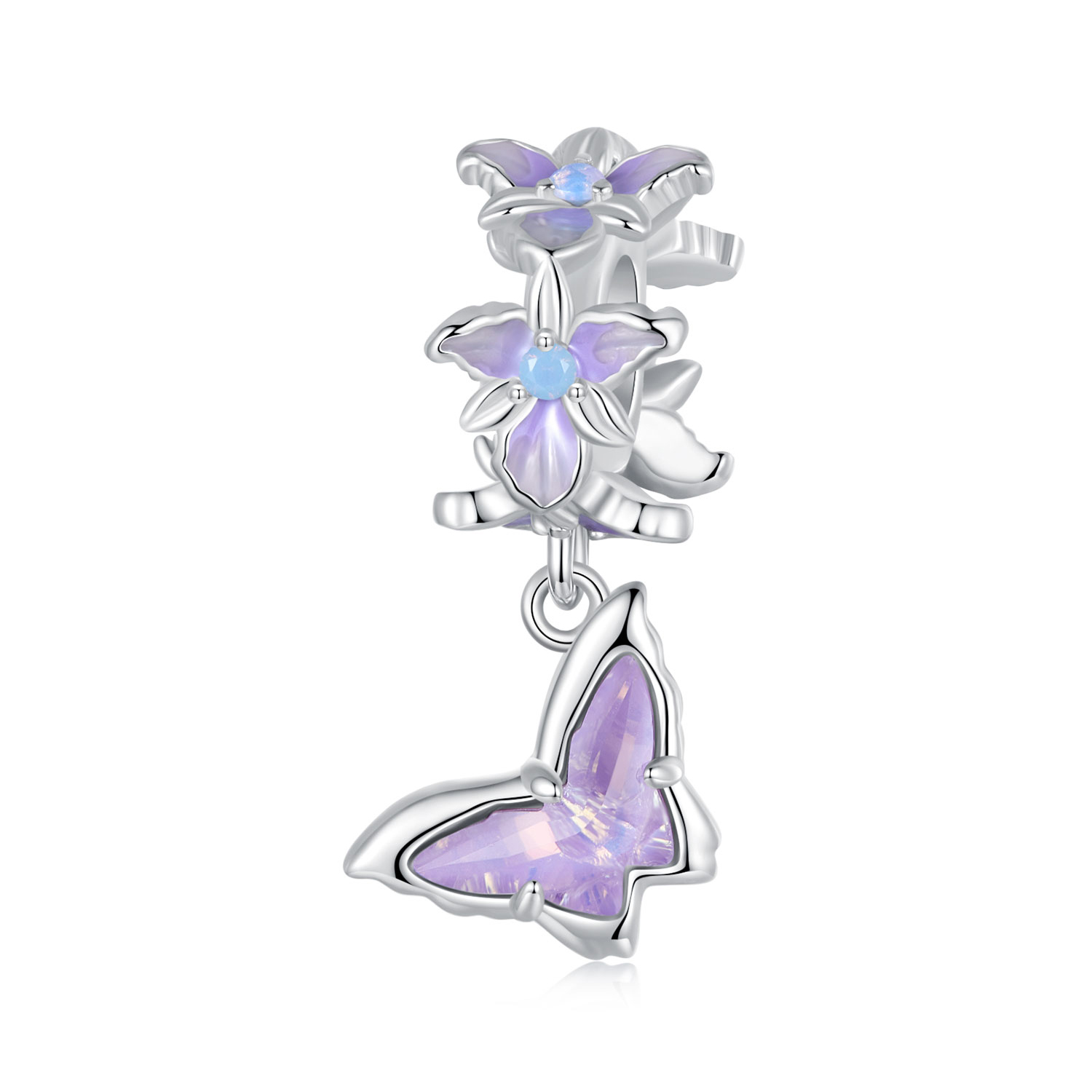 colgante estilo pandora con forma de mariposa e iris bsc1033