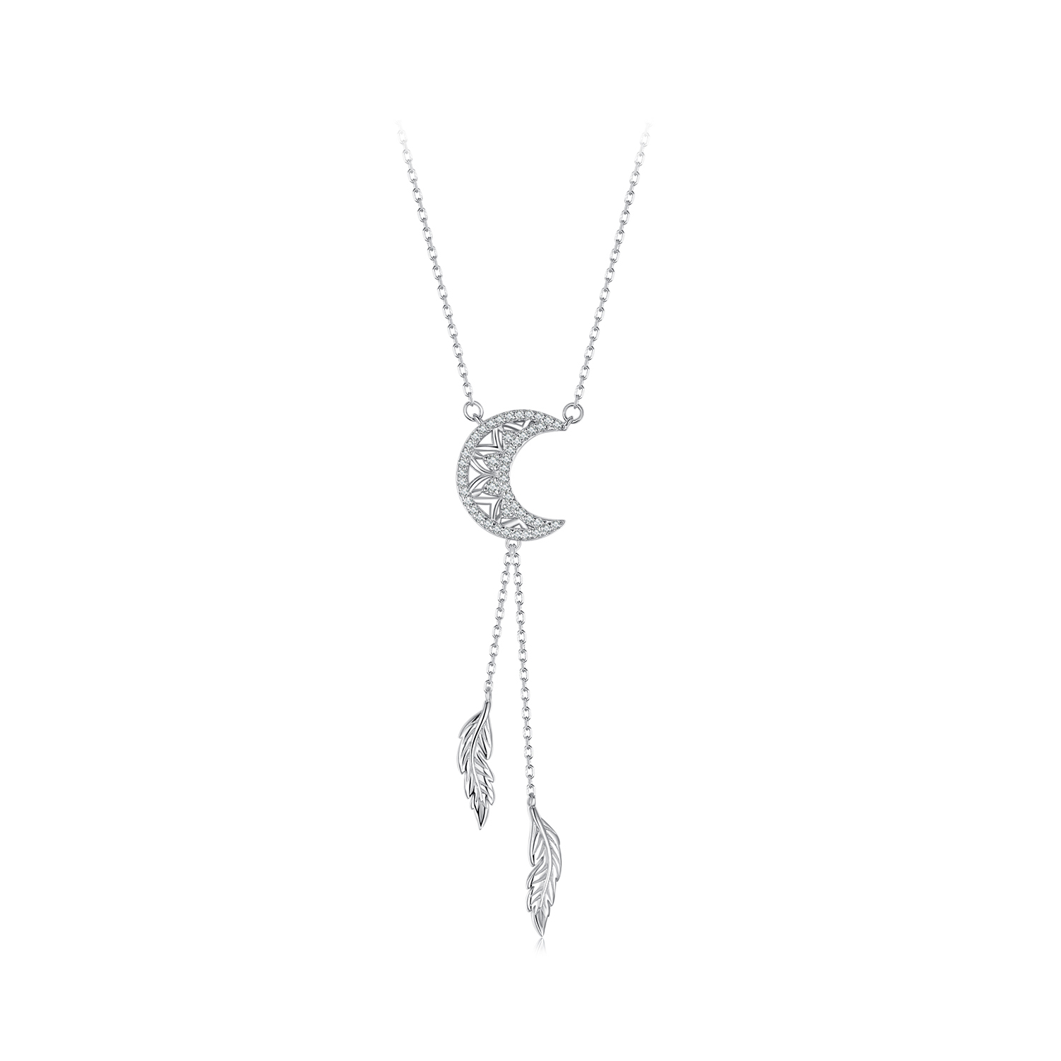 collar atrapasueños con forma de luna estilo pandora bsn390