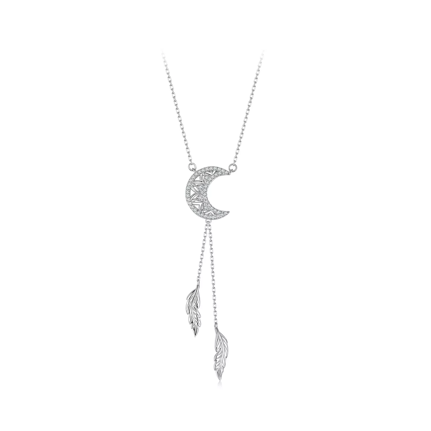collar atrapasueños con forma de luna estilo pandora bsn390