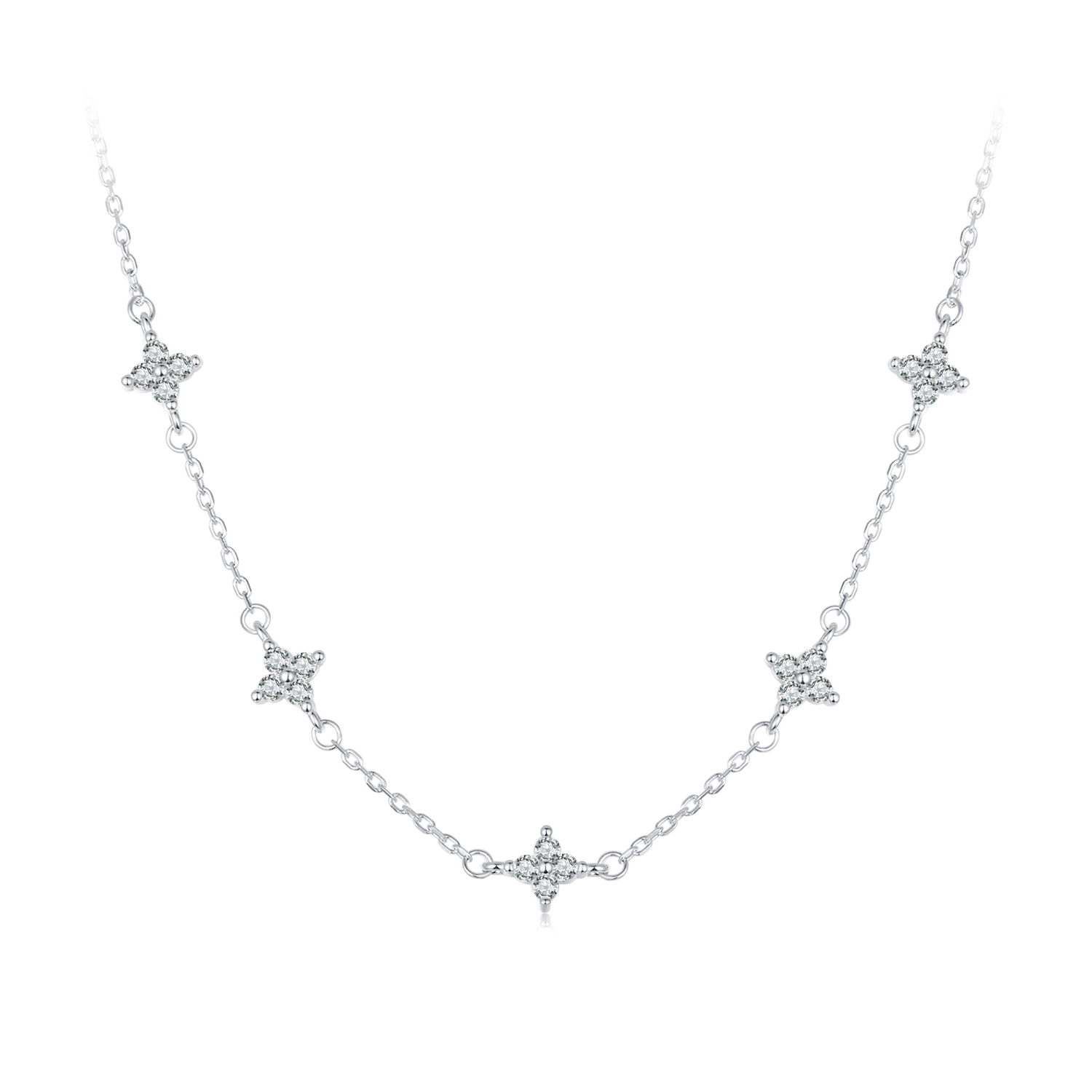 collar estilo pandora con trébol de cuatro hojas y estrella bsn394