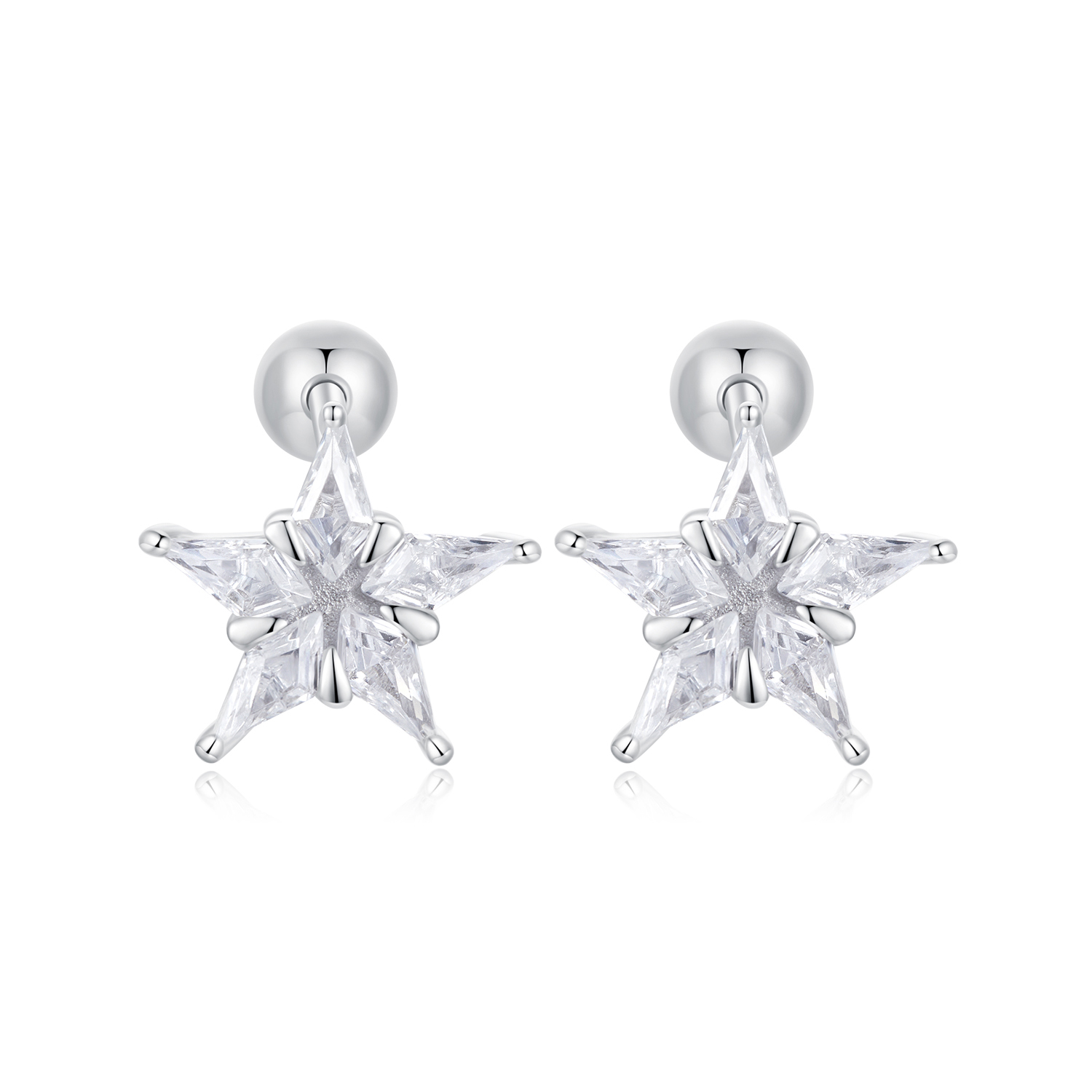pendientes con destellos de estrella estilo pandora bse1009