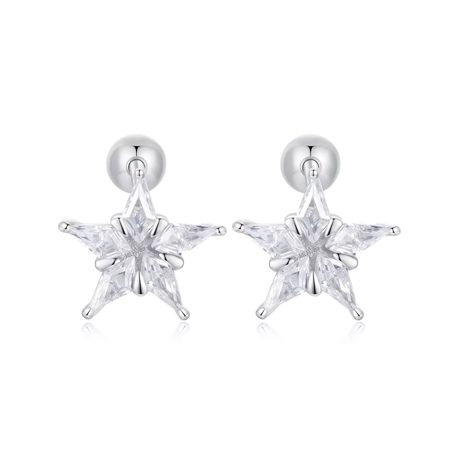 pendientes con destellos de estrella estilo pandora bse1009