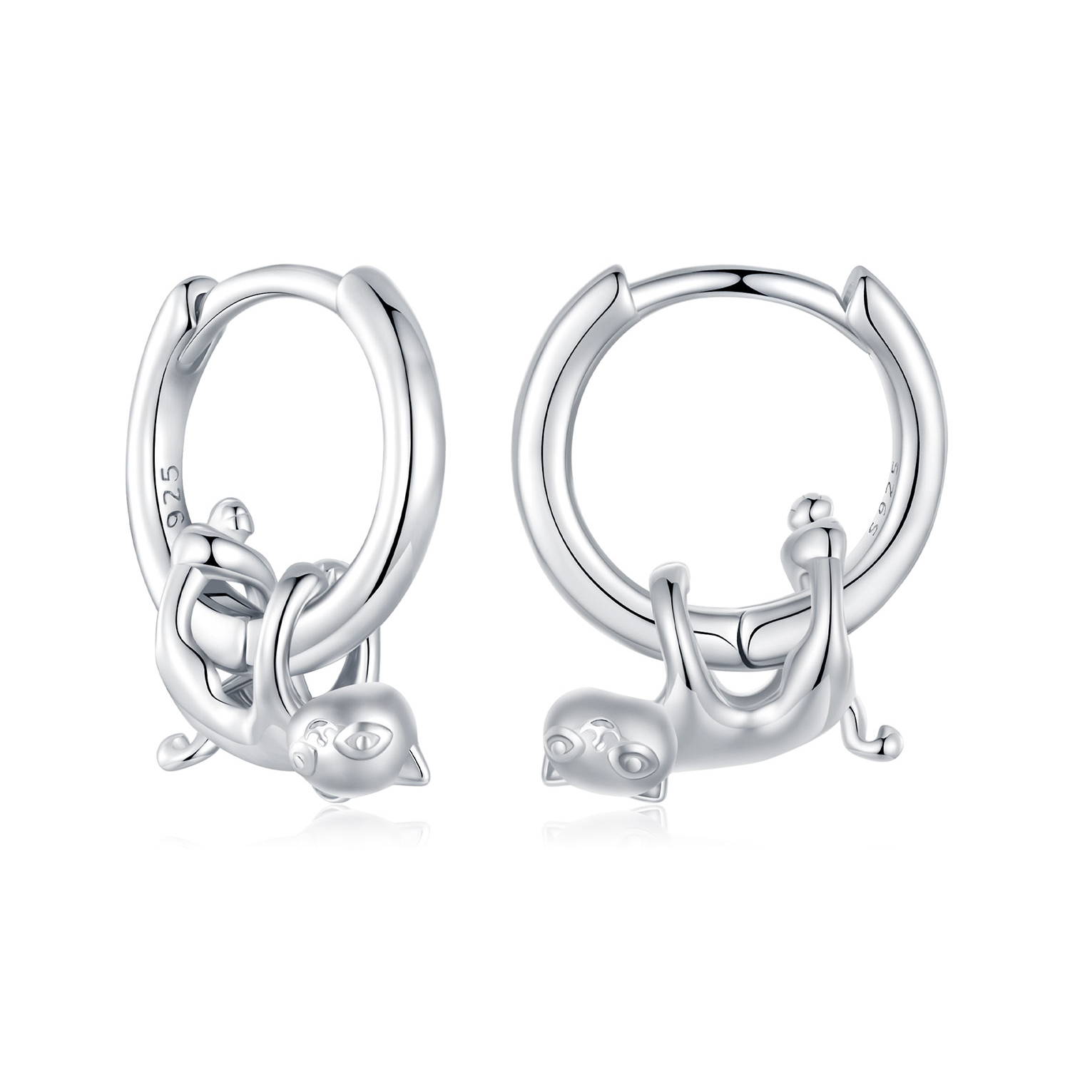 pendientes con forma de gato estilo pandora sce1756