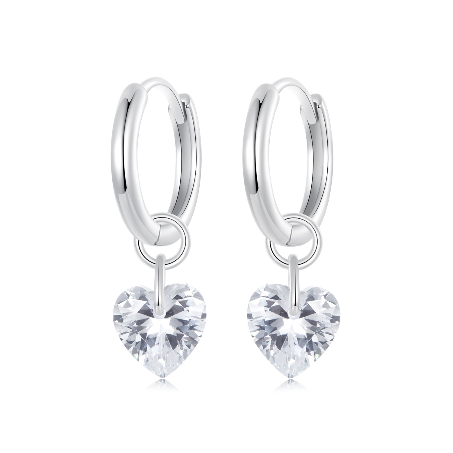 pendientes de corazón inteligente estilo pandora sce1753