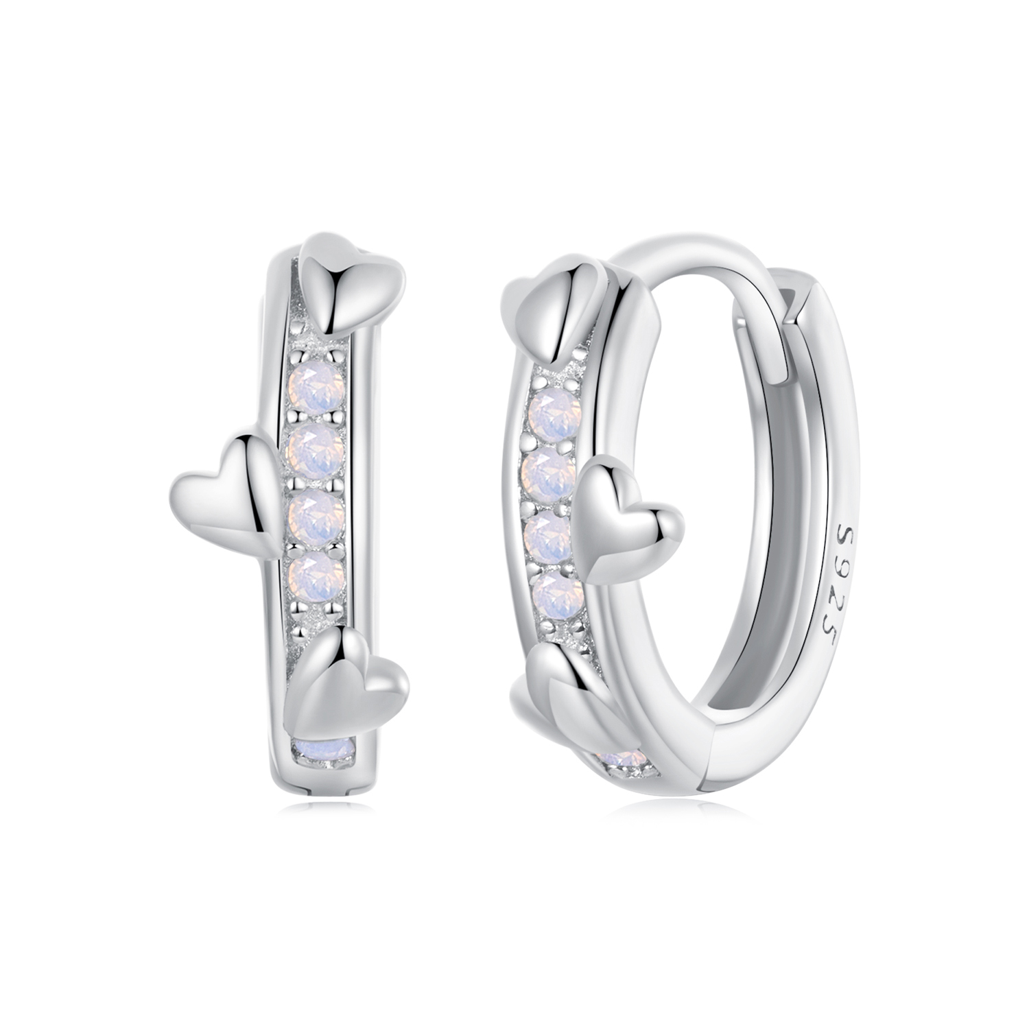 pendientes de corazón rosa estilo pandora bse1018