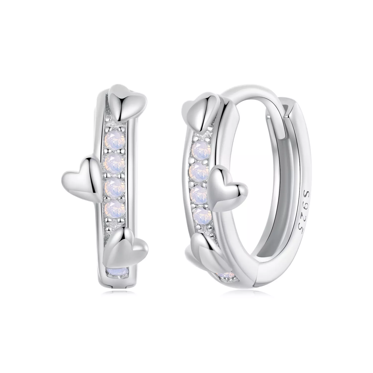 pendientes de corazón rosa estilo pandora bse1018