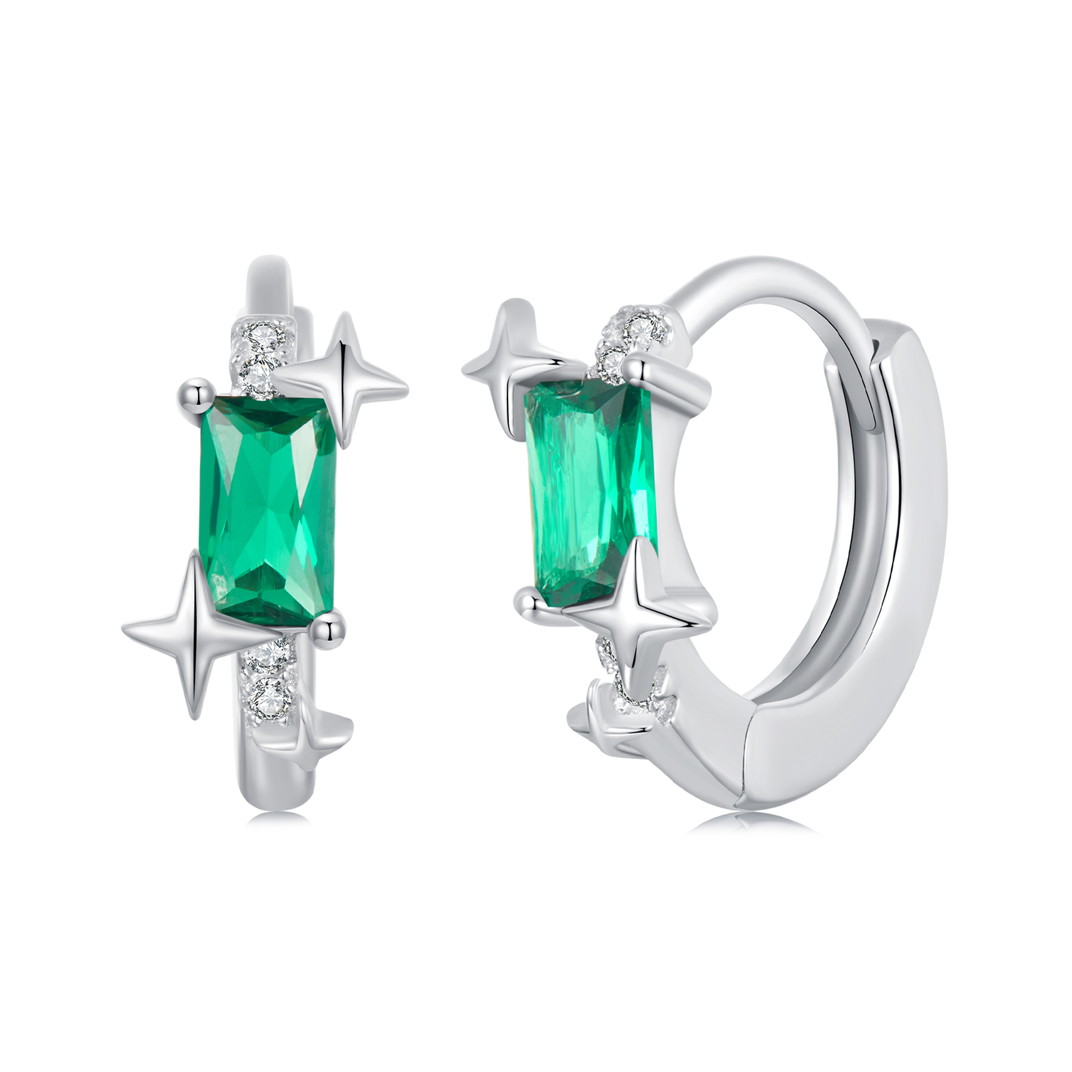 pendientes de estrella esmeralda estilo pandora bse1036