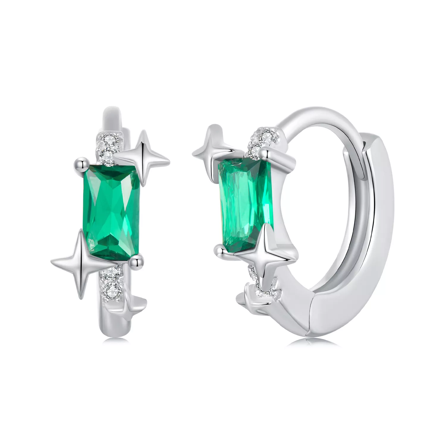 pendientes de estrella esmeralda estilo pandora bse1036