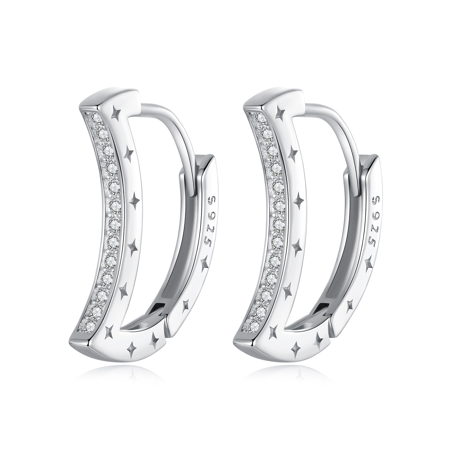 pendientes de estrella y luna estilo pandora bse1031