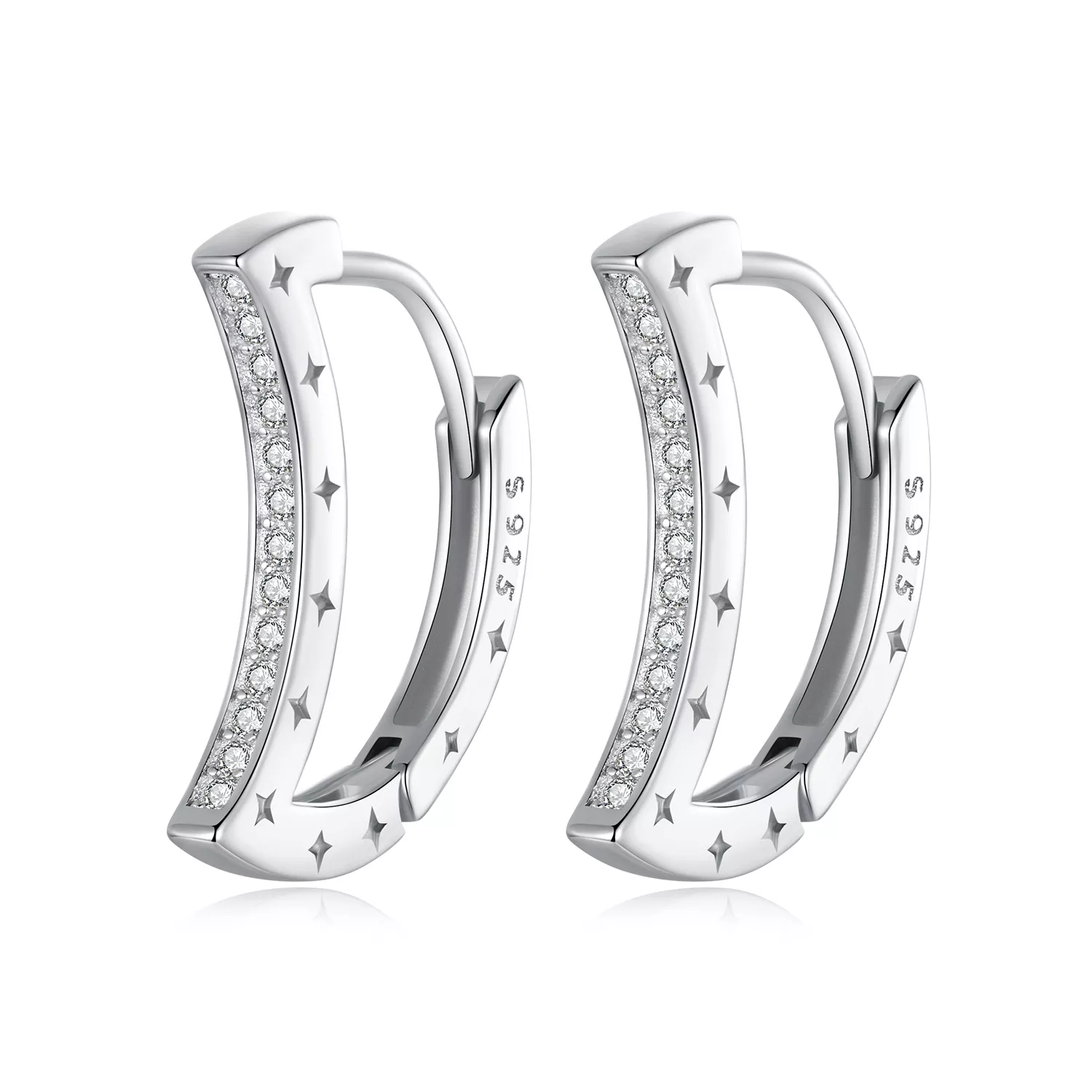 pendientes de estrella y luna estilo pandora bse1031