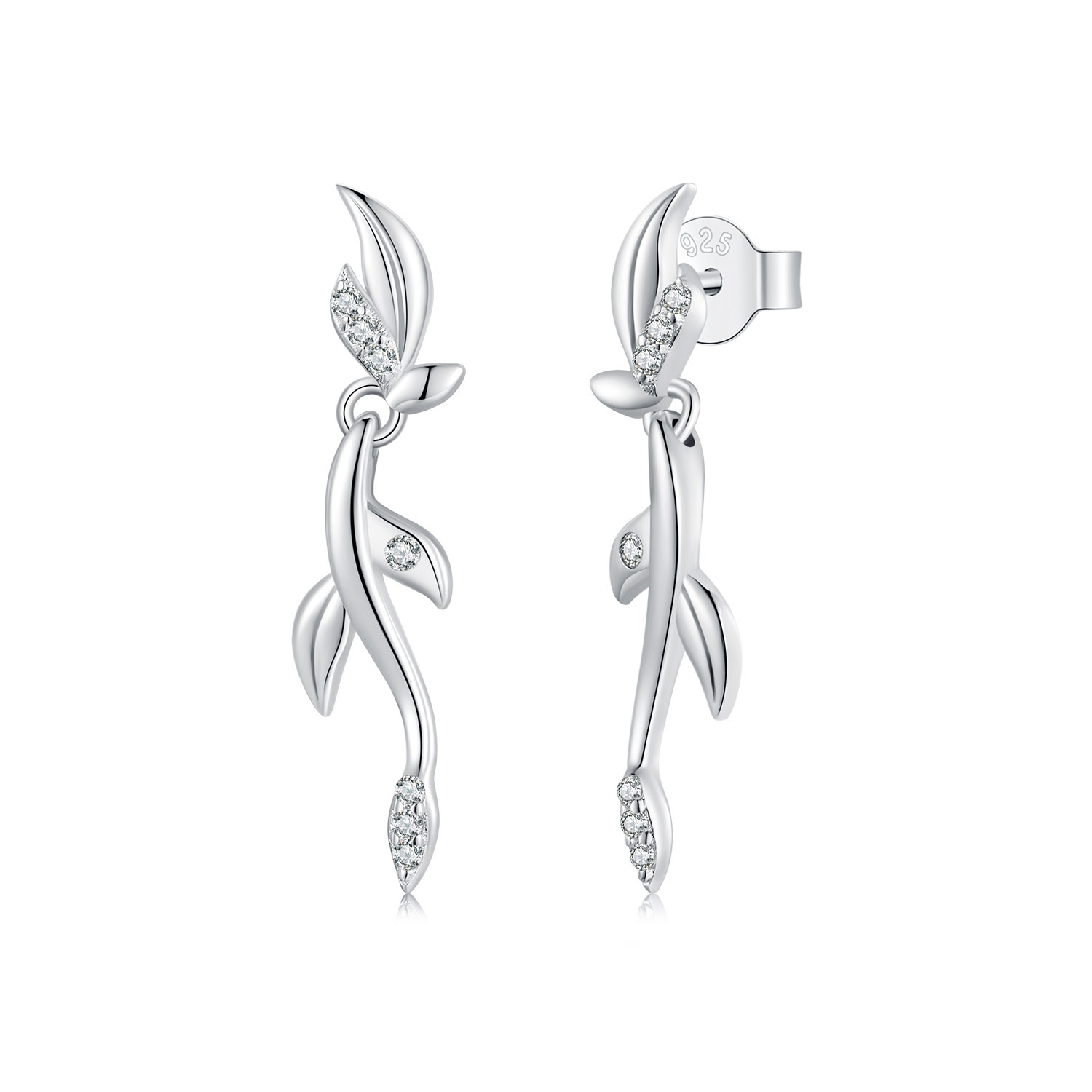 pendientes de hoja estilo pandora bse1025