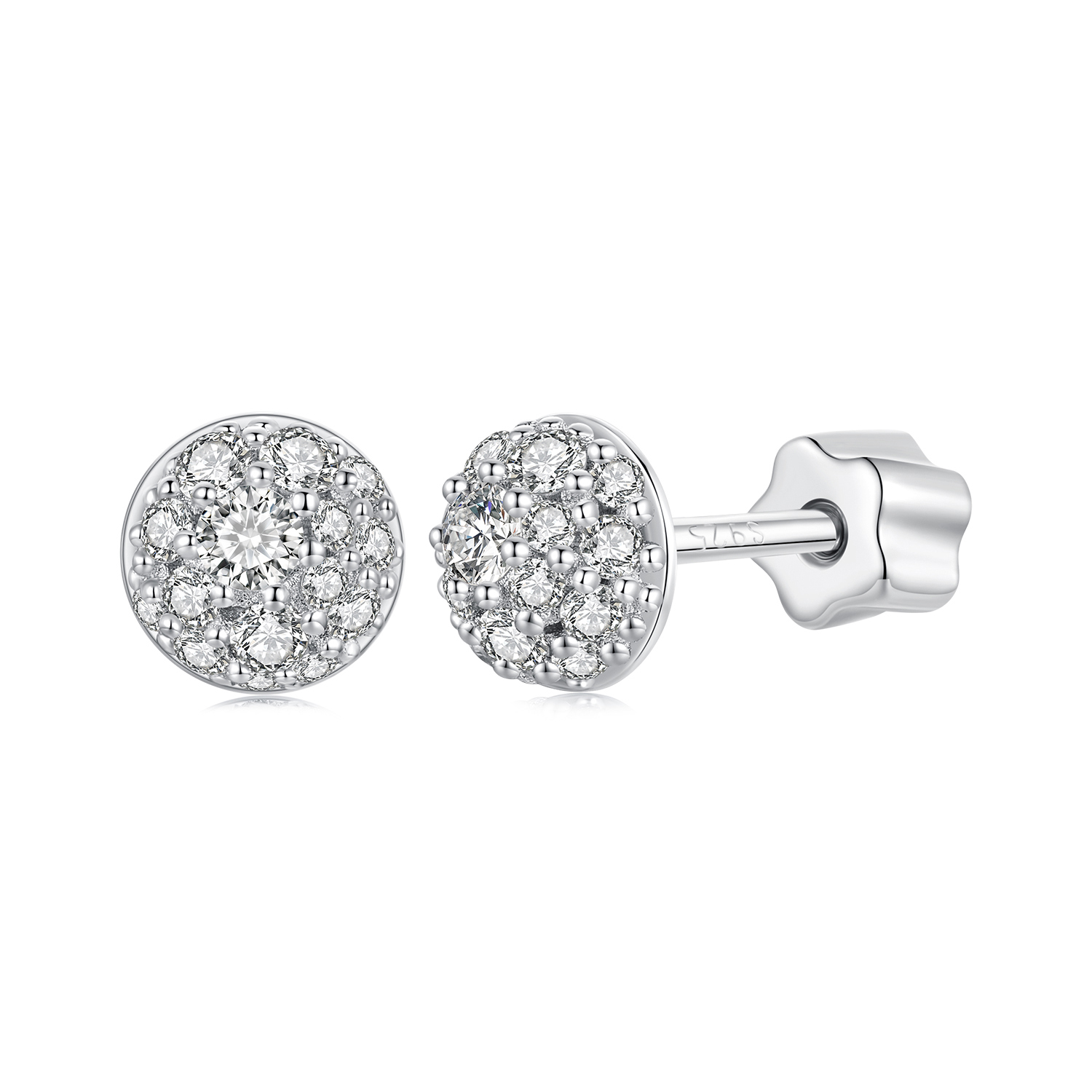 pendientes de moissanita con forma de hemisferio estilo pandora con un certificado mse057