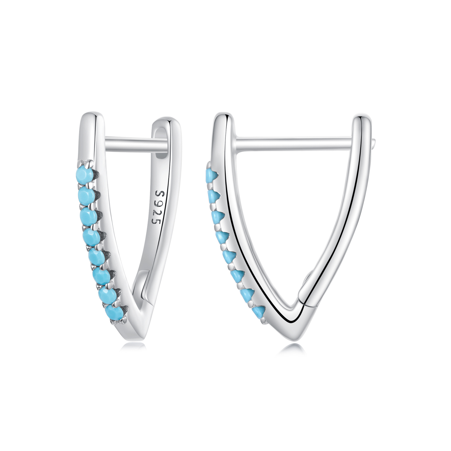 pendientes de turquesa en forma de v estilo pandora bse1020