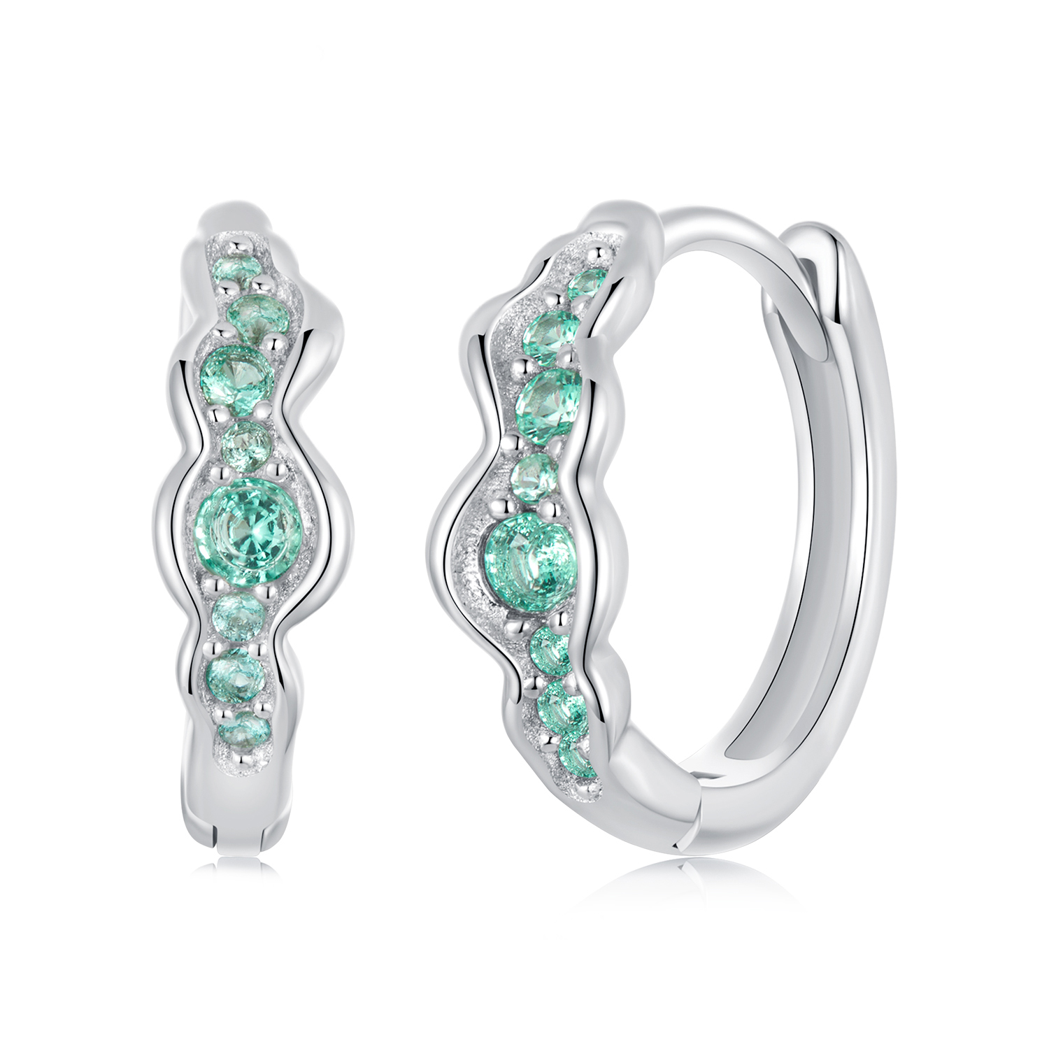 pendientes estilo pandora con ondas verdes bse1034
