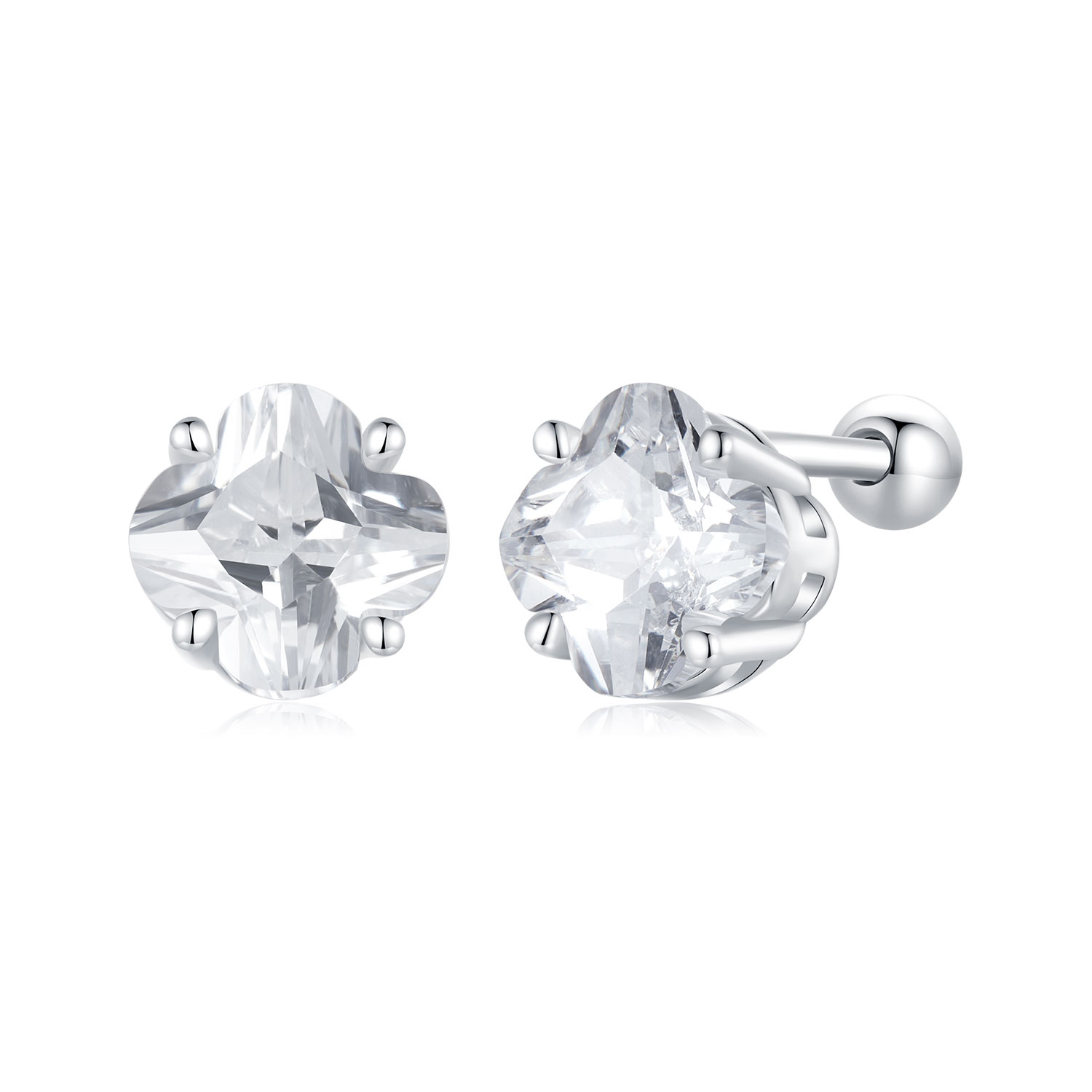 pendientes estilo pandora con trébol de cuatro hojas sce1755