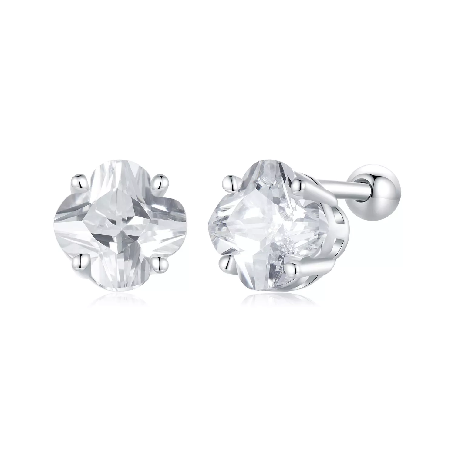 pendientes estilo pandora con trébol de cuatro hojas sce1755