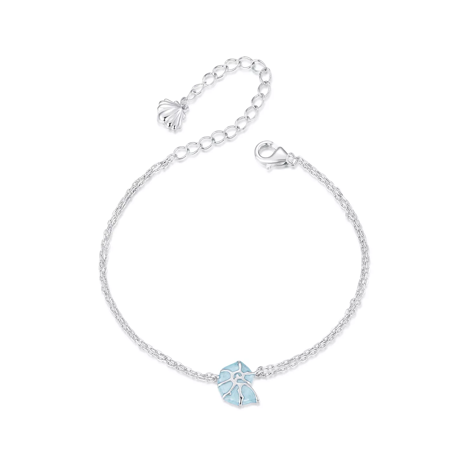 pulsera de caracola azul estilo pandora bsb176