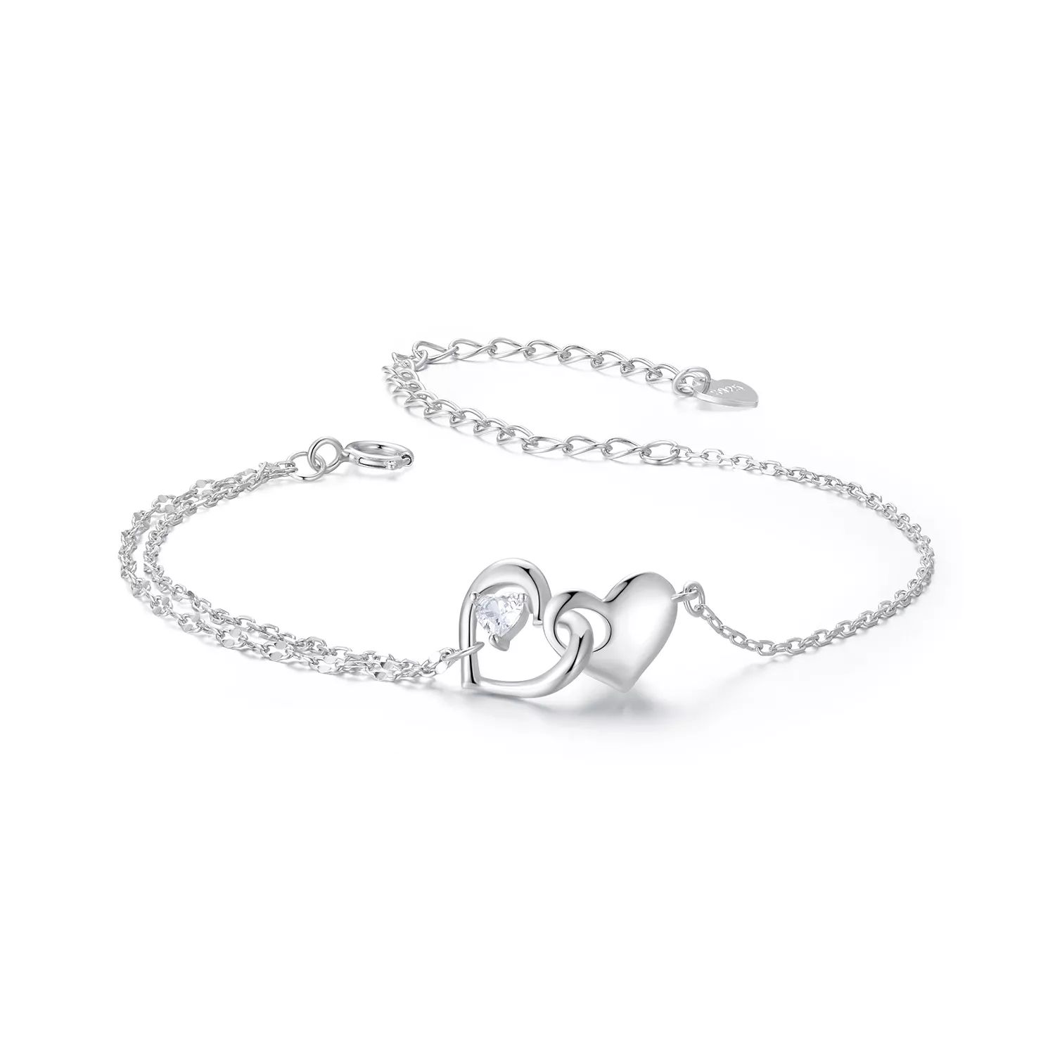 pulsera de doble corazón estilo pandora bsb178