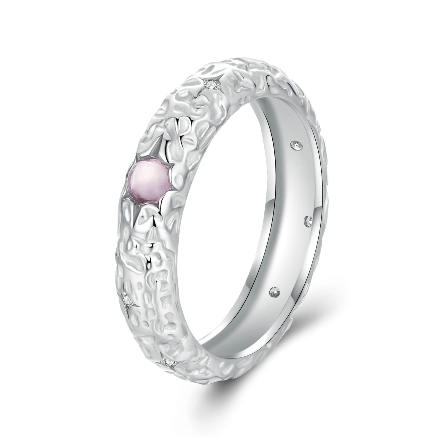 anillo ancho texturizado estilo pandora bsr604