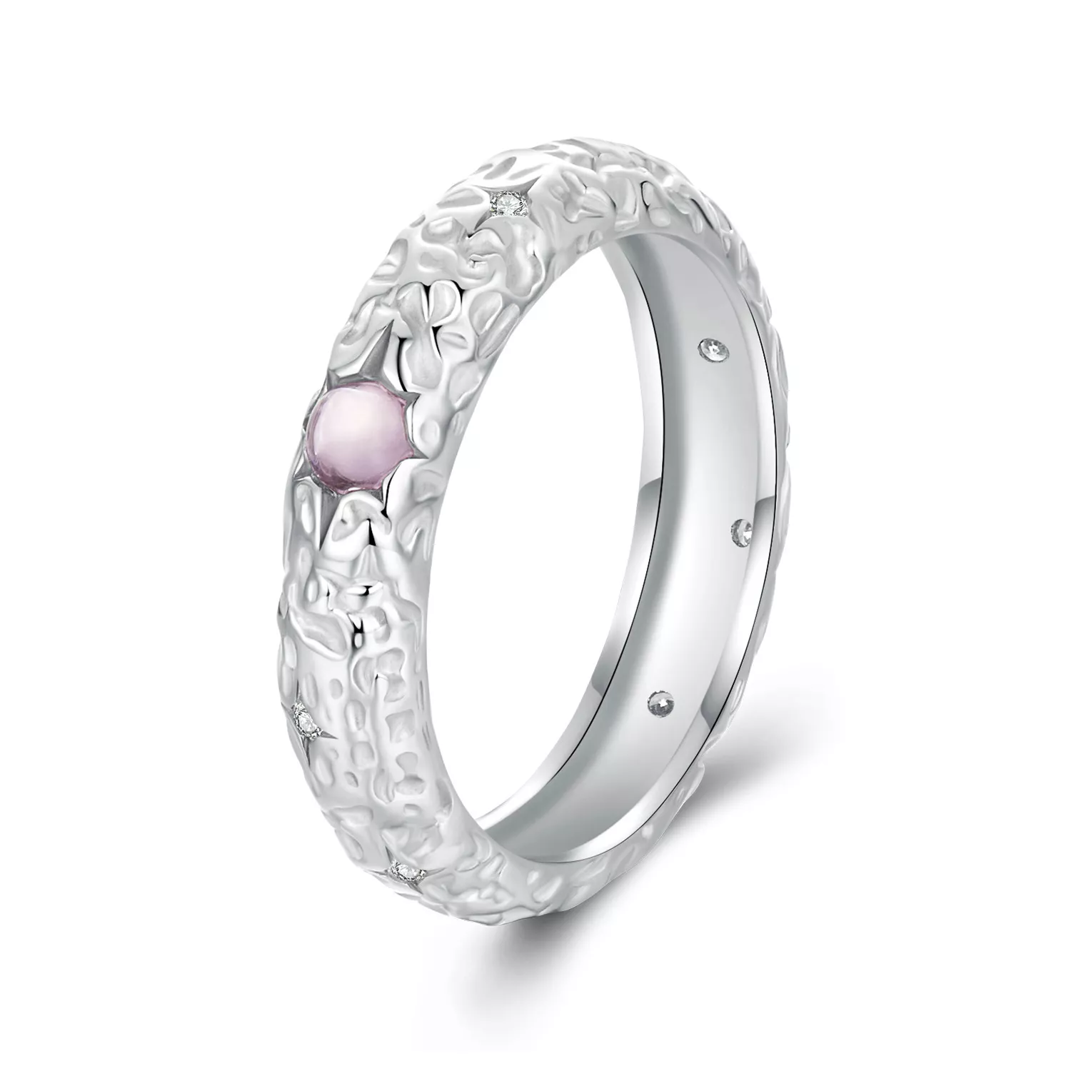 anillo ancho texturizado estilo pandora bsr604